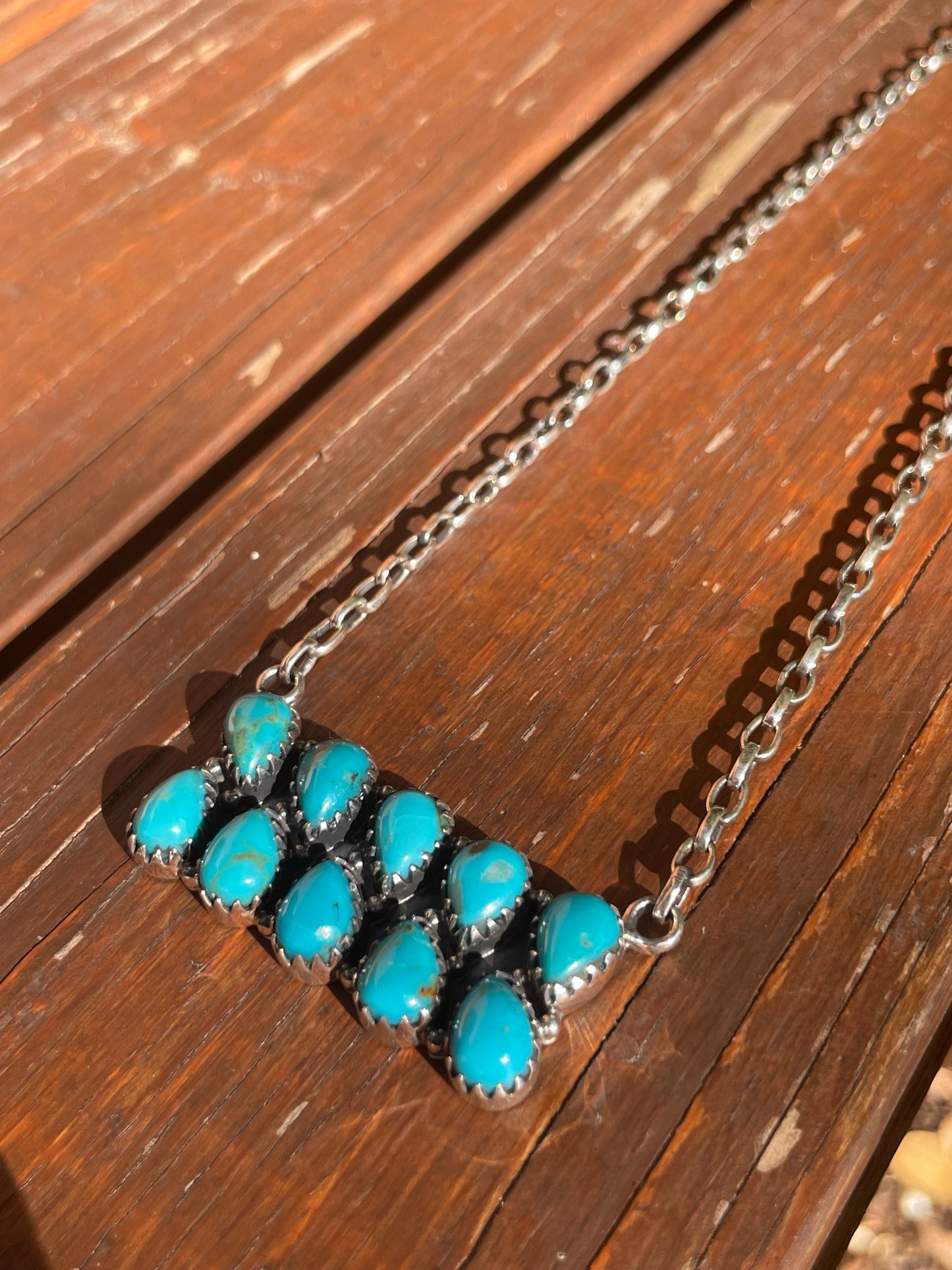 Kingman Turquoise Bar Necklace | 925 Sterling Silver | Z32