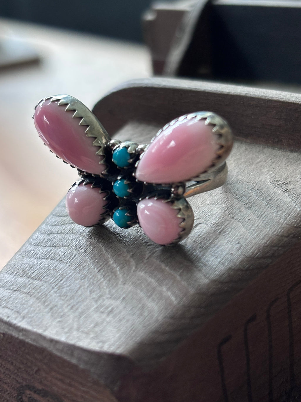 Pink Conch Butterfly Ring Size 7 | 925 Sterling Silver A103