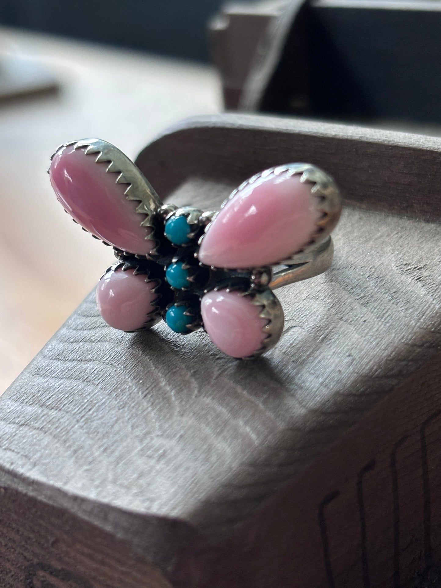 Pink Conch Butterfly Ring Size 7 | 925 Sterling Silver A103