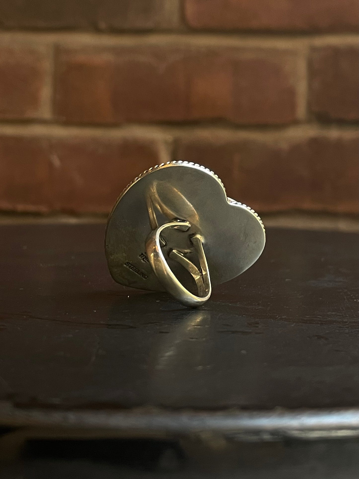 Pink Conch Heart Statement Ring Size 8 | 925 Sterling Silver E984