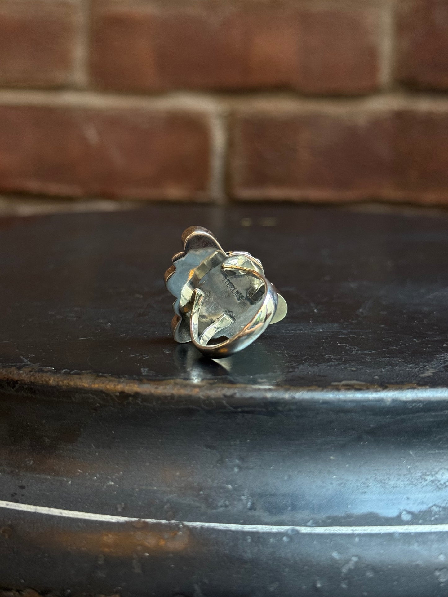 Turquoise Flower Ring | Sterling Silver | Size 7 | C120