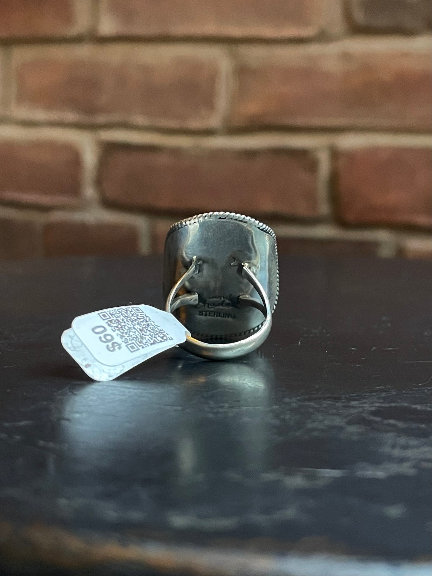 Kingman Turquoise Cowboy Hat Ring | Sterling Silver | Size 7 | A259