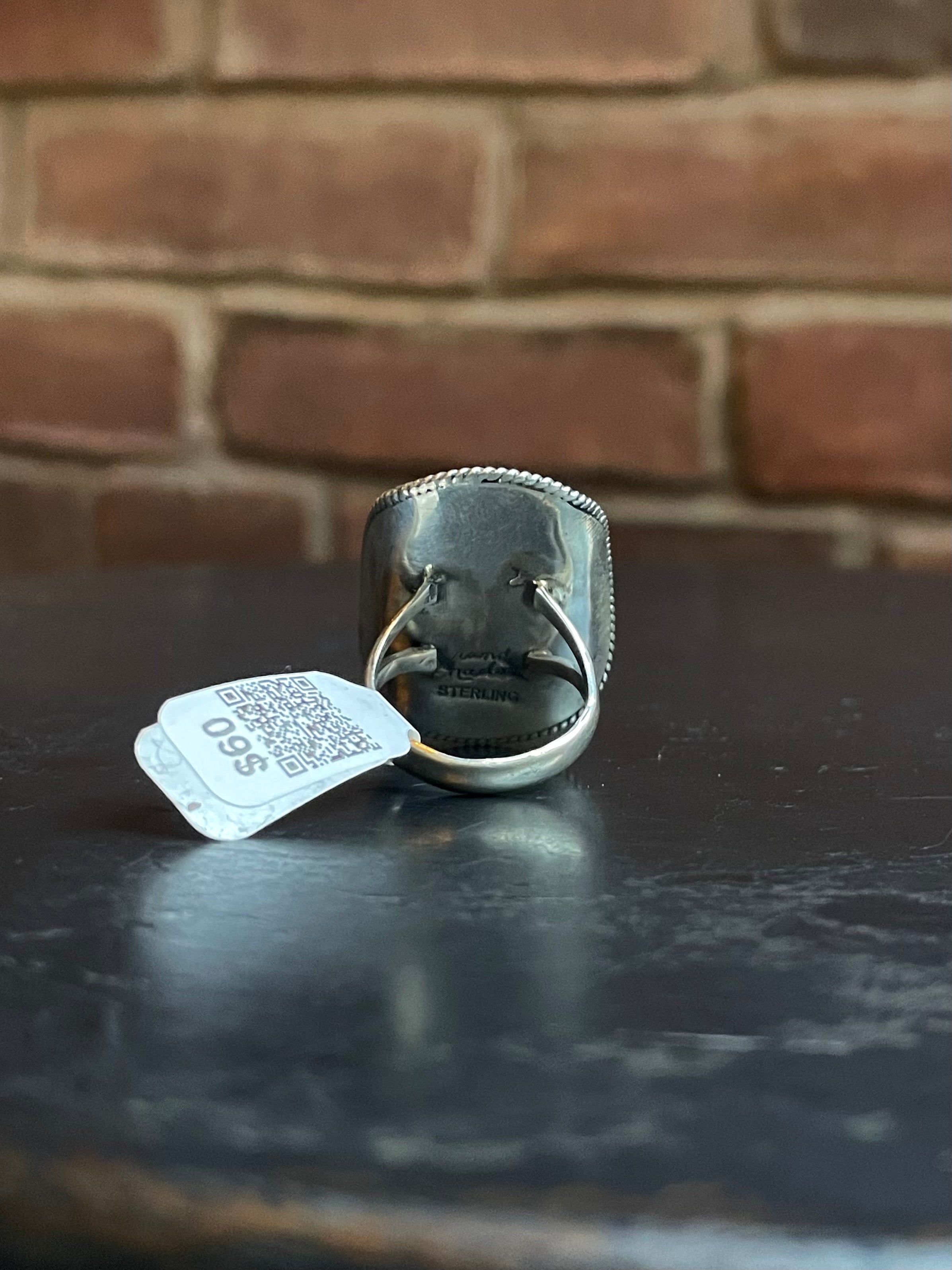 Kingman Turquoise Cowboy Hat Ring | Sterling Silver | Size 7 | A259