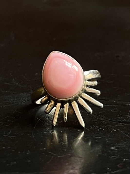 Pink Conch Tear Drop Ring Size 7 | 925 Sterling Silver G160