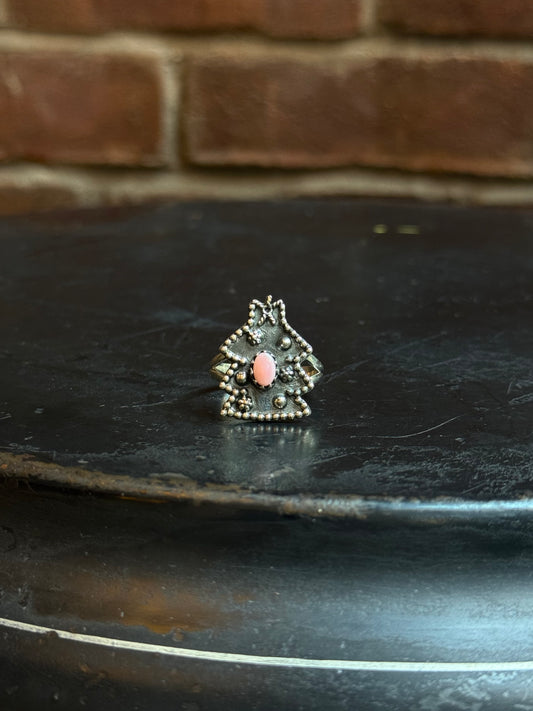 Pink Conch Christmas Tree Ring Size 9 | 925 Sterling Silver C453