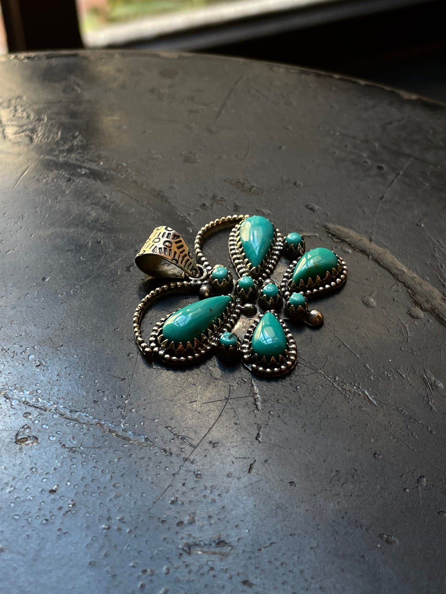 Kingman Turquoise Butterfly Pendant | Sterling Silver G460