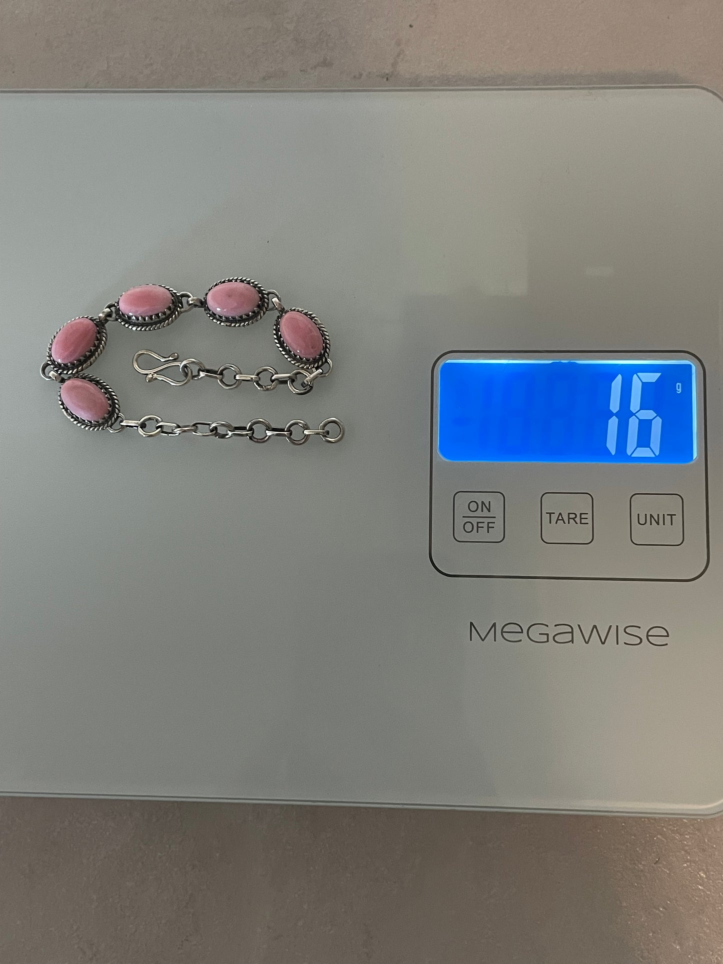 Pink Conch Link Bracelet | 925 Sterling Silver C844
