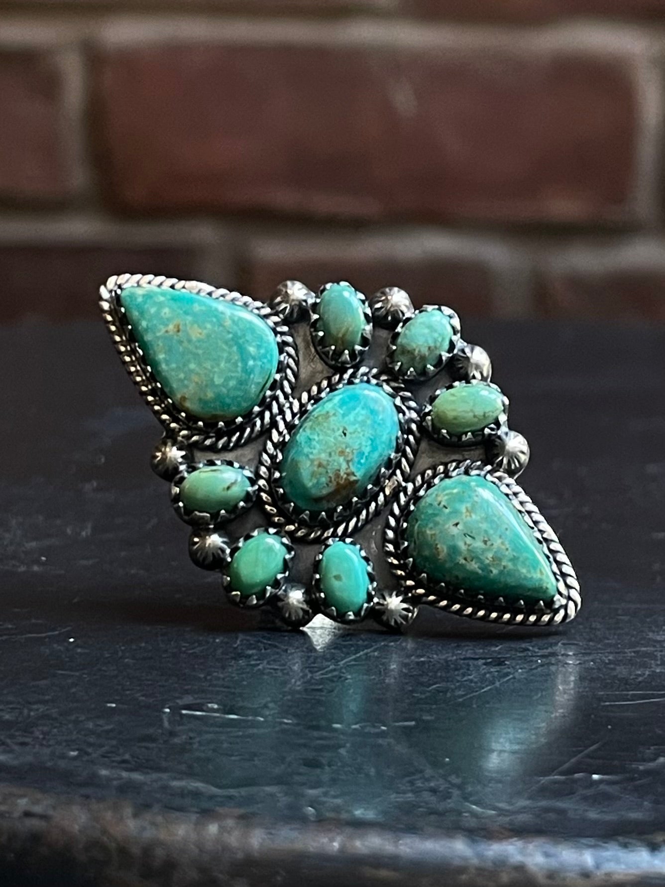 Turquoise Statement Ring Size 8 | Sterling Silver E859