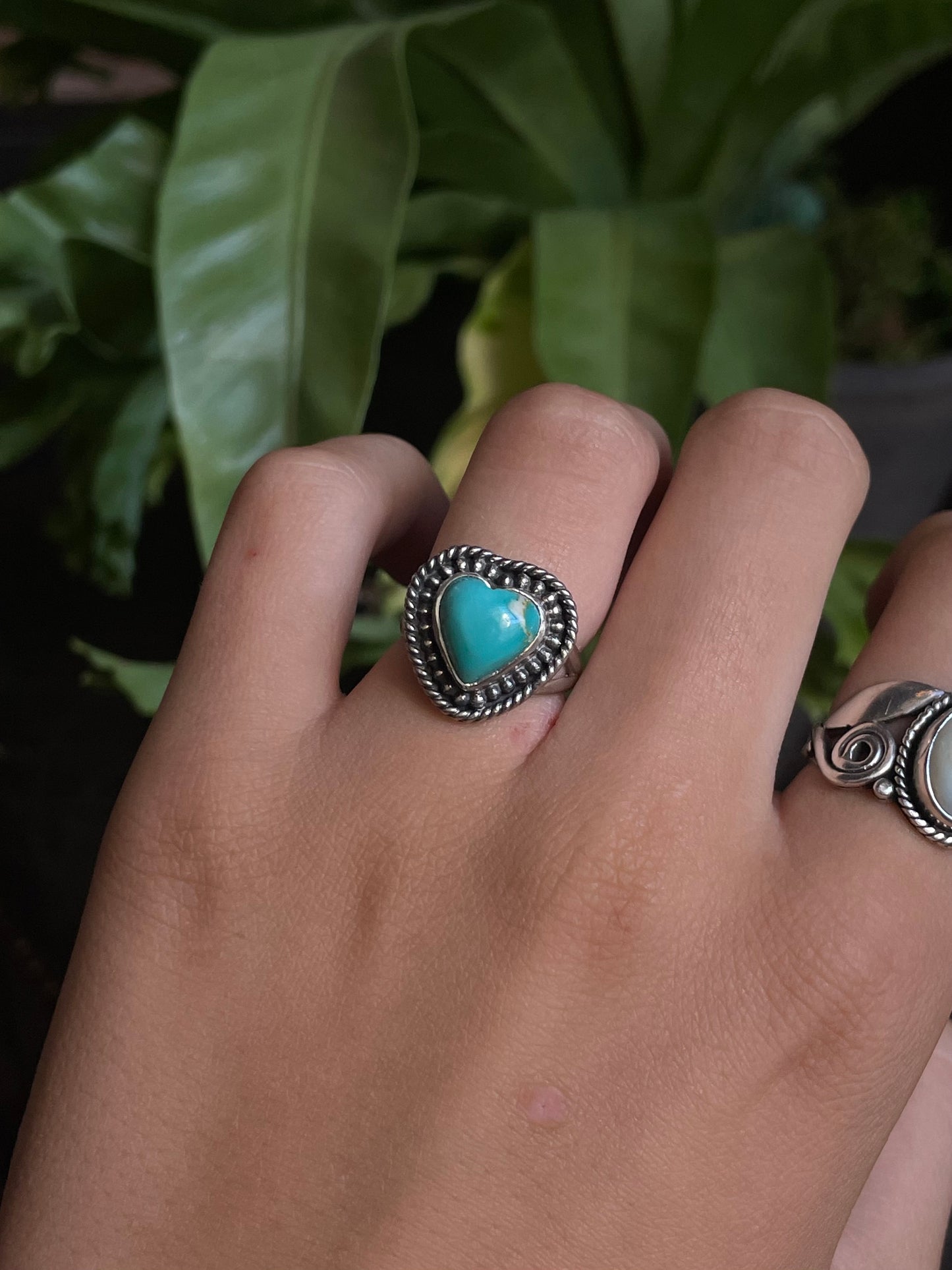 Kingman Turquoise Heart Ring | Sterling Silver | Size 6 G382