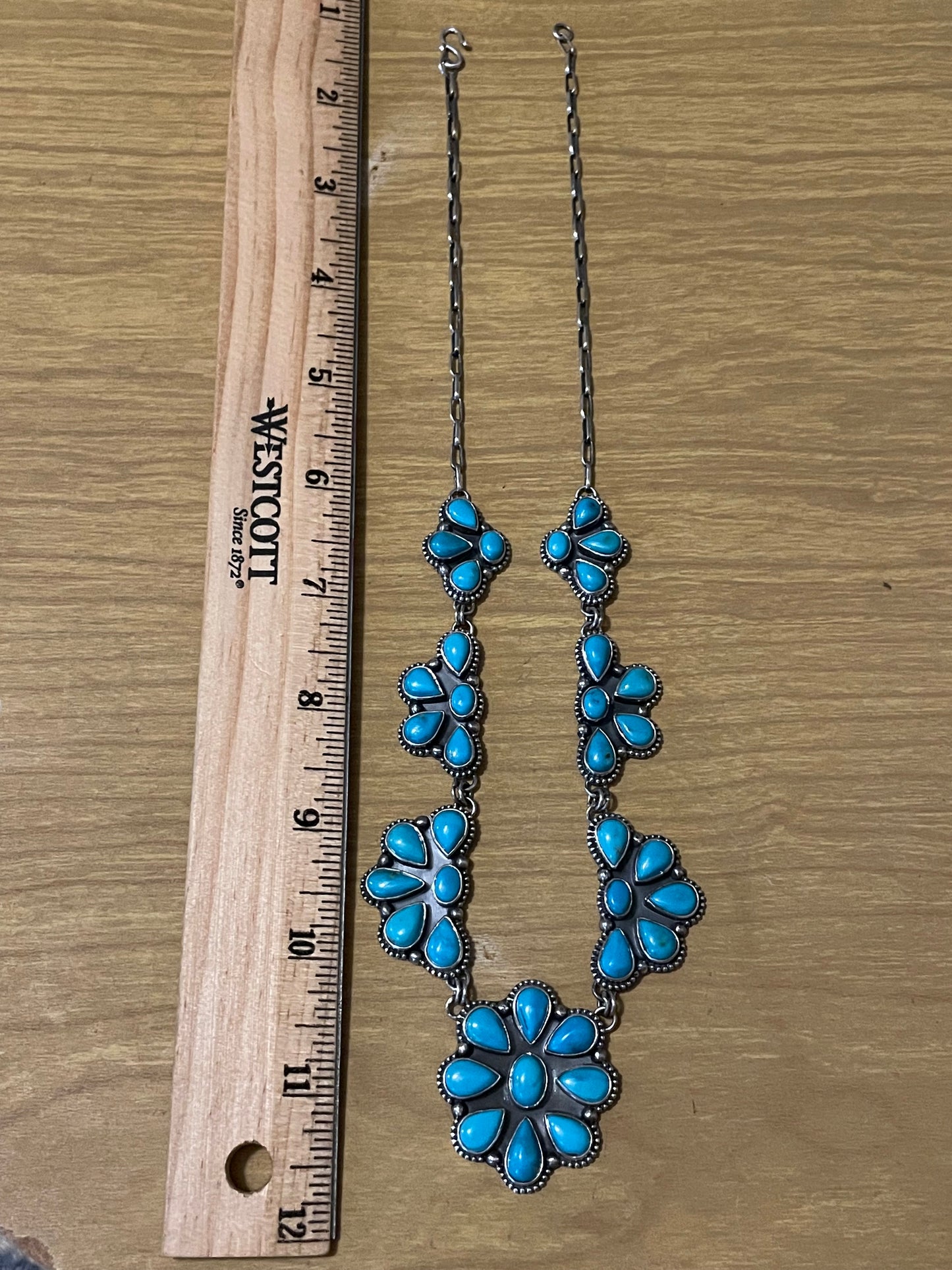 Kingman Turquoise Flower Necklace | 925 Sterling Silver G398