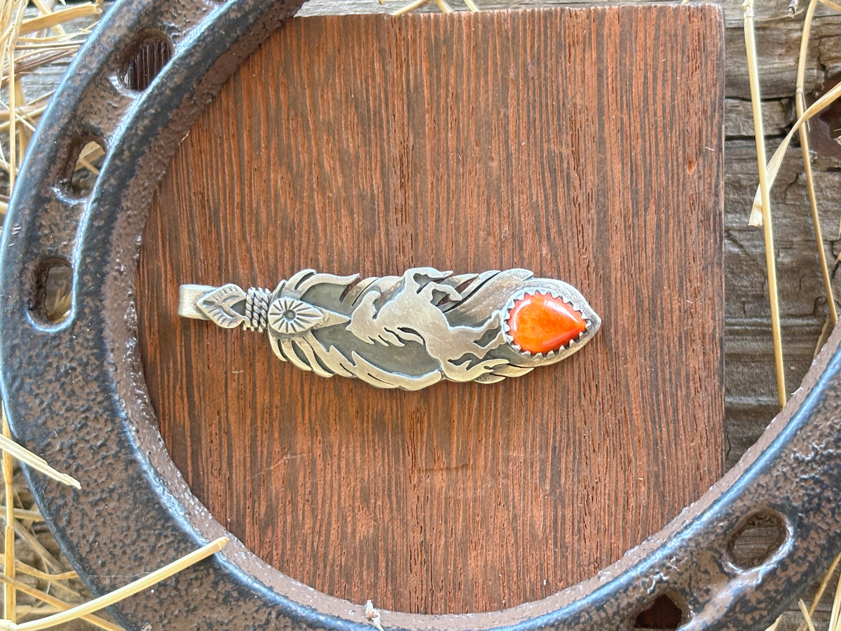 Spiny Oyster Horse Feather Pendant | 925 Sterling Silver Z15