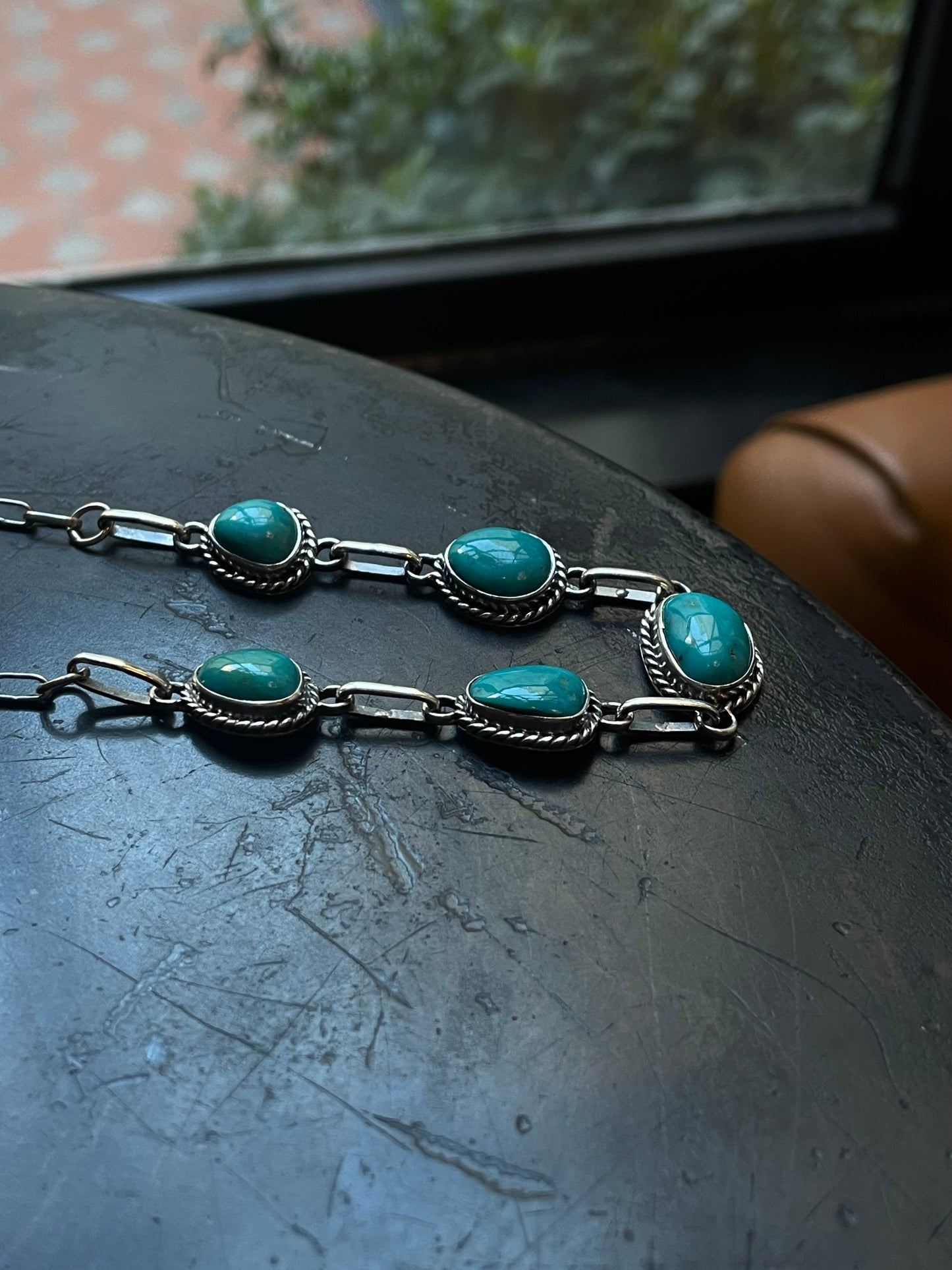 Kingman Turquoise Station Necklace | 925 Sterling Silver E620
