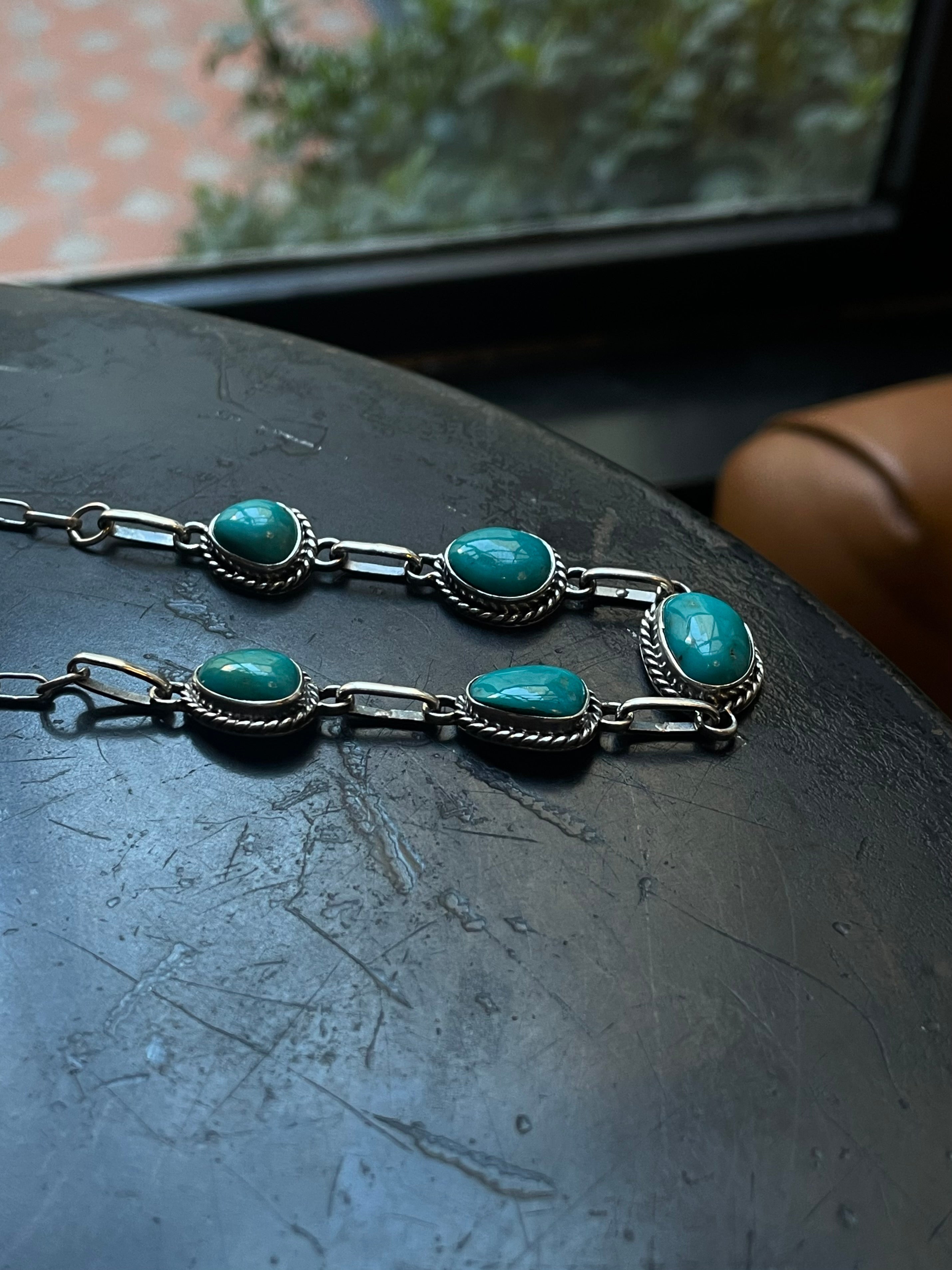 Kingman Turquoise Station Necklace | 925 Sterling Silver E620