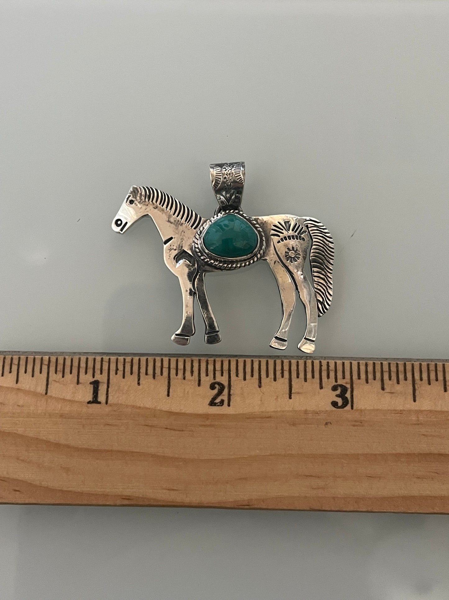 Kingman Turquoise Horse Pendant | 925 Sterling Silver E250