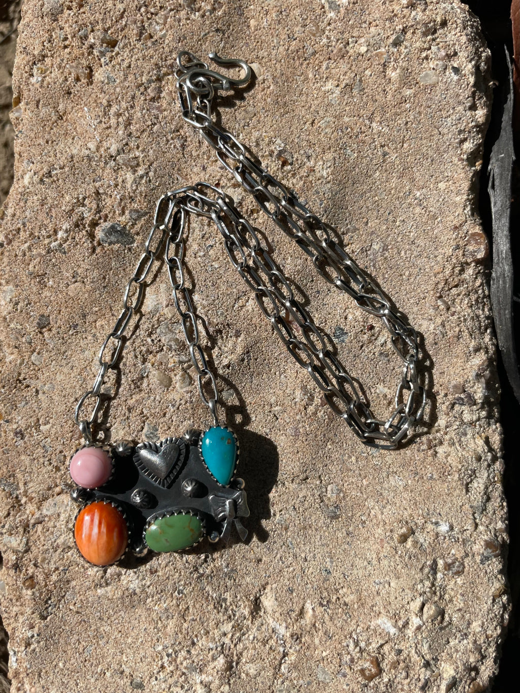 Multi Stone Heart Necklace | 925 Sterling Silver D125