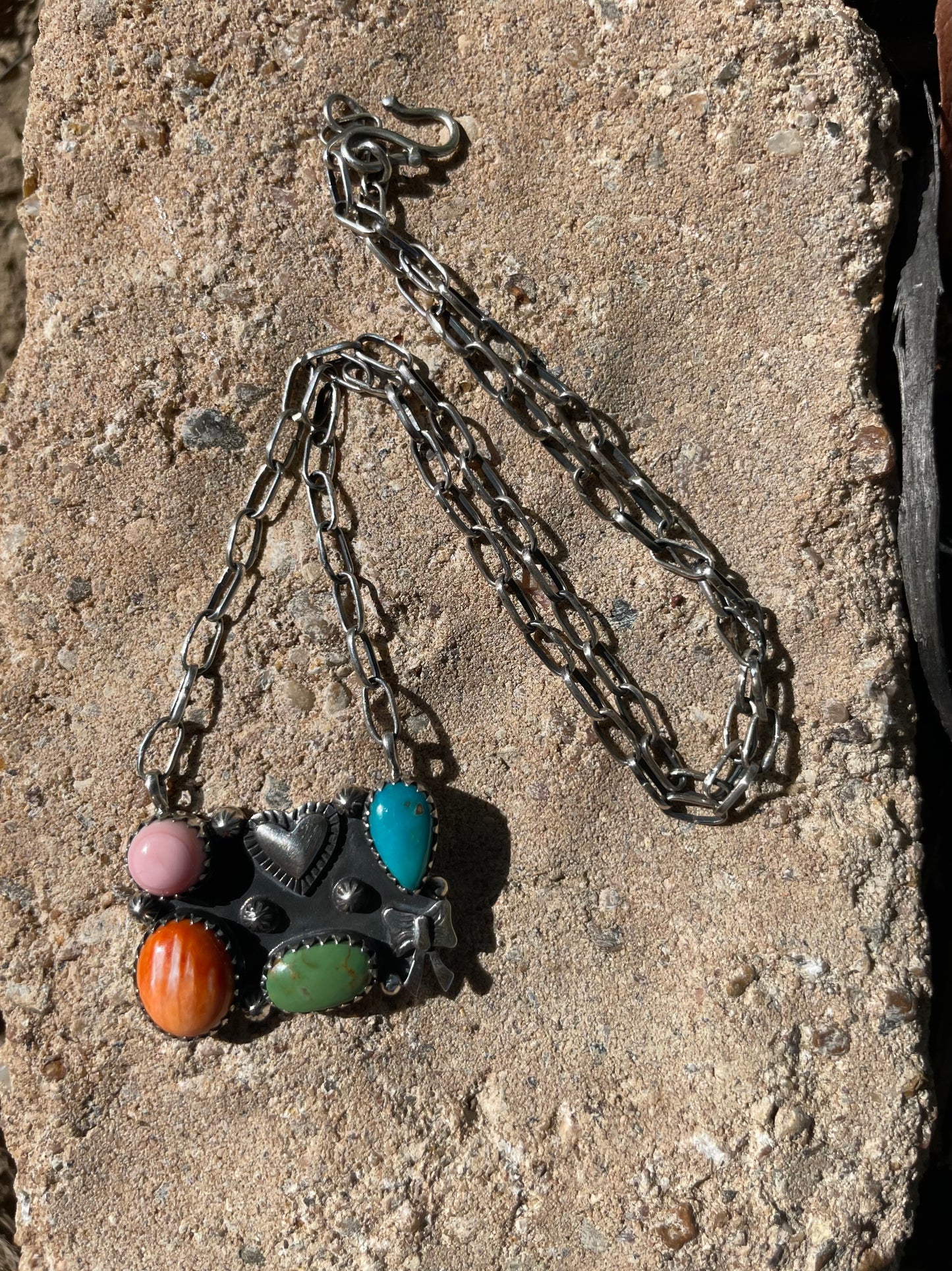 Multi Stone Heart Necklace | 925 Sterling Silver D125
