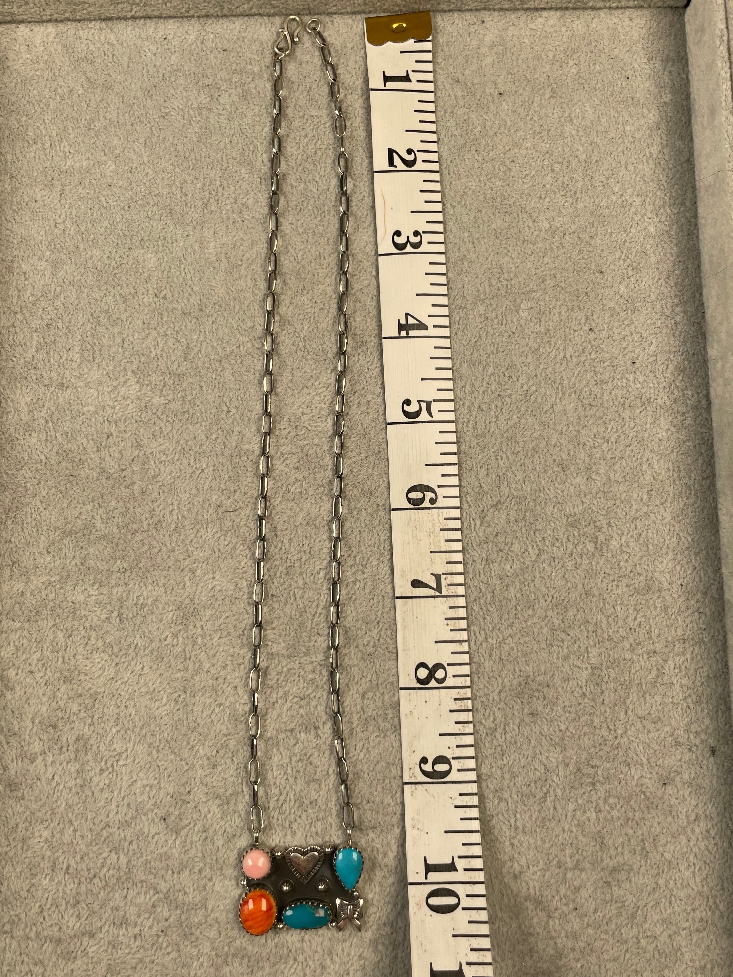 Pink Conch Spiny Turquoise Necklace | 925 Sterling Silver D129