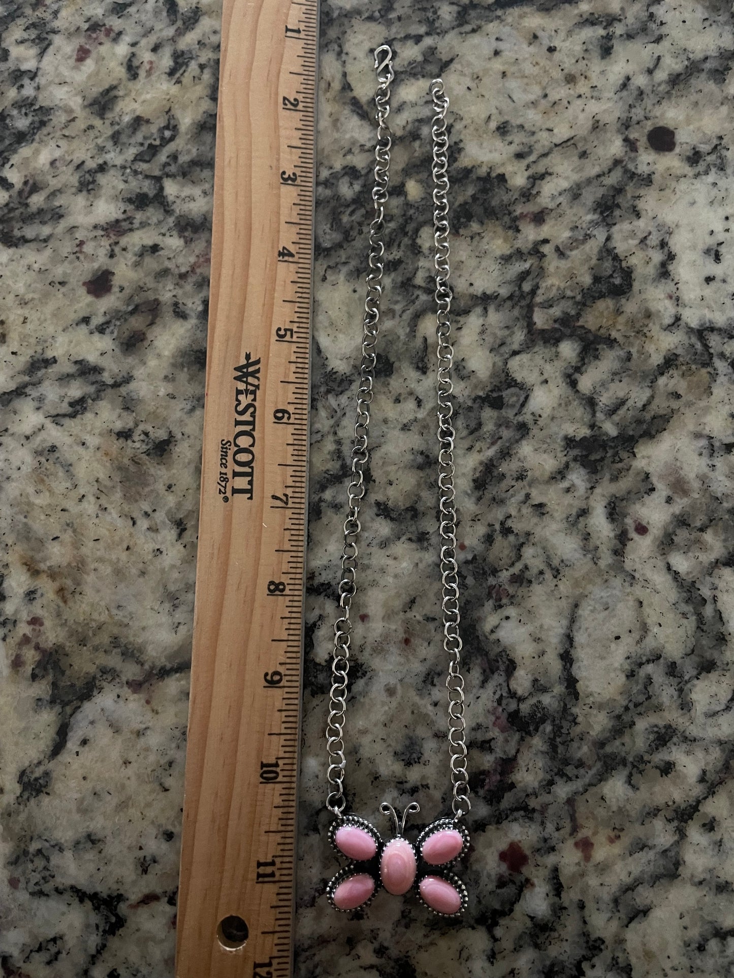 Pink Butterfly Conch Necklace | 925 Sterling Silver E362