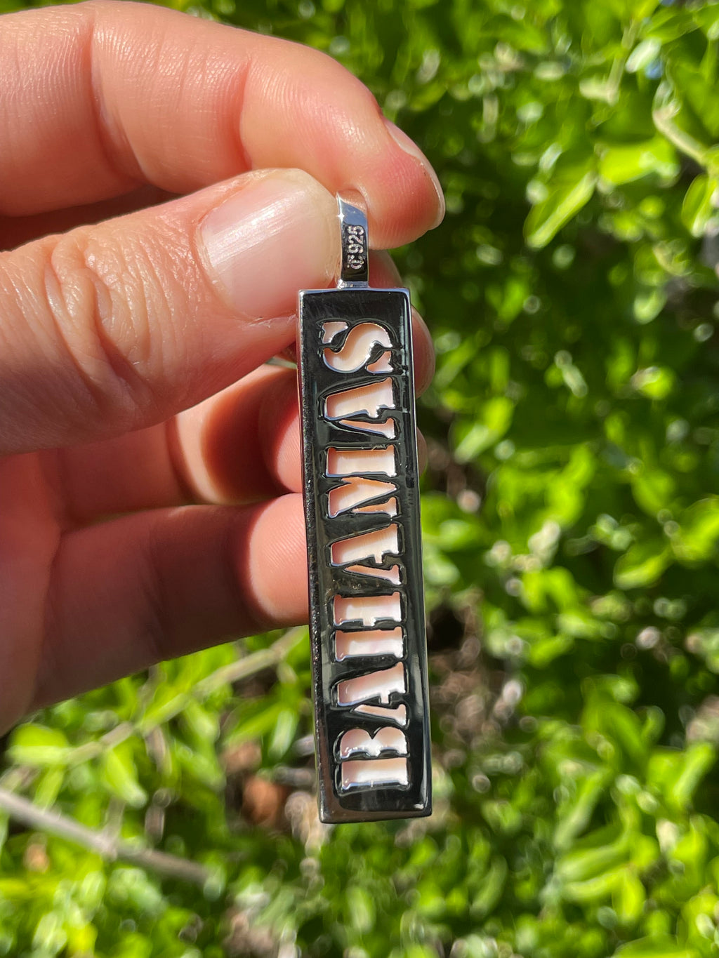 Pink Conch Bar Pendant | 925 Sterling Silver B604