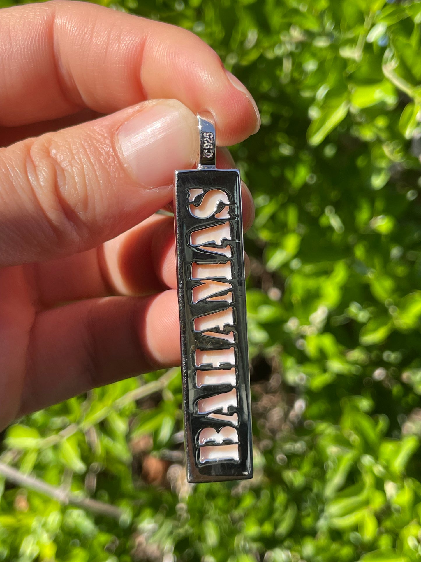 Pink Conch Bar Pendant | 925 Sterling Silver B604