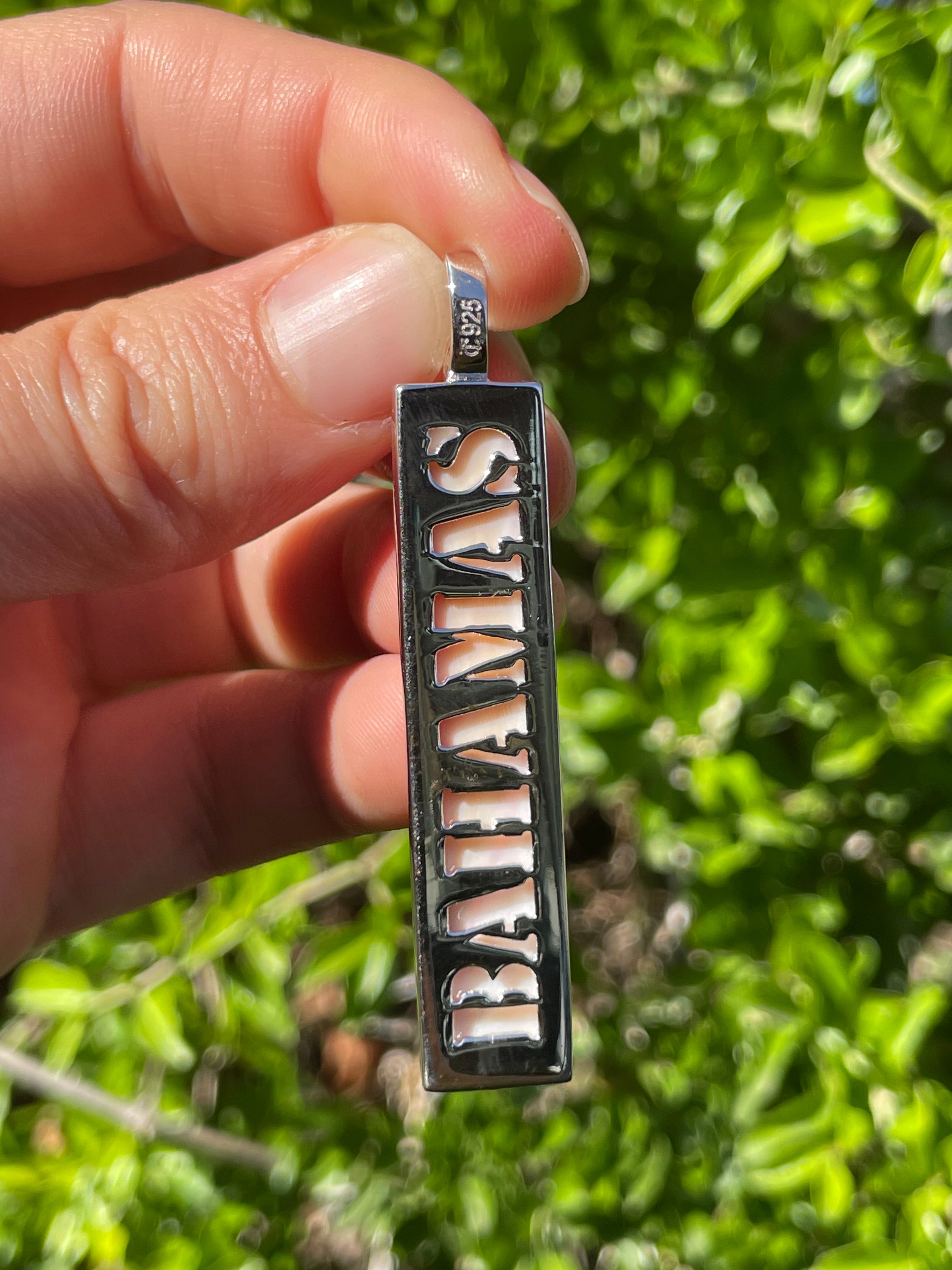 Pink Conch Bar Pendant | 925 Sterling Silver B604