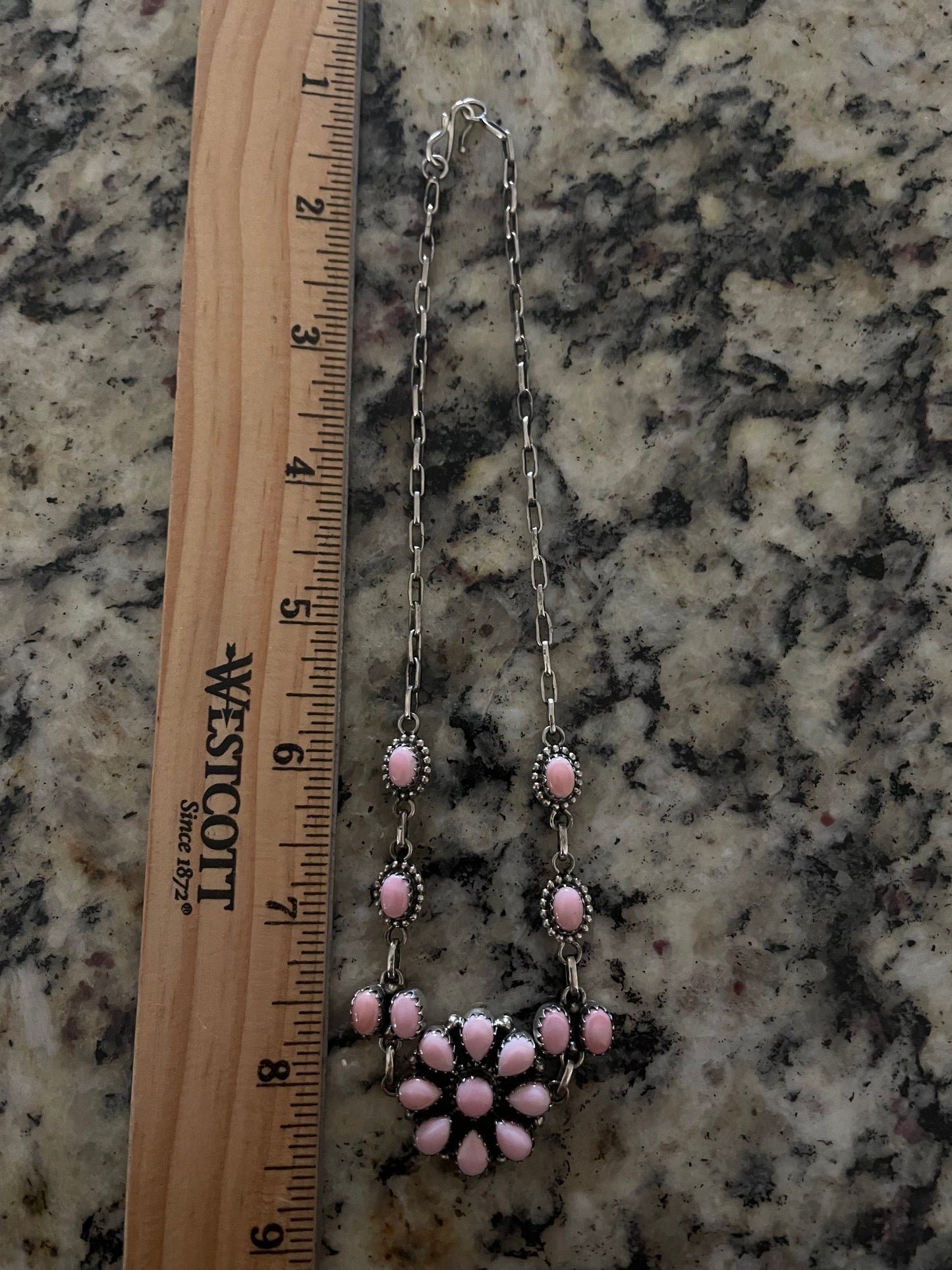 Pink Conch Flower Necklace | 925 Sterling Silver E359