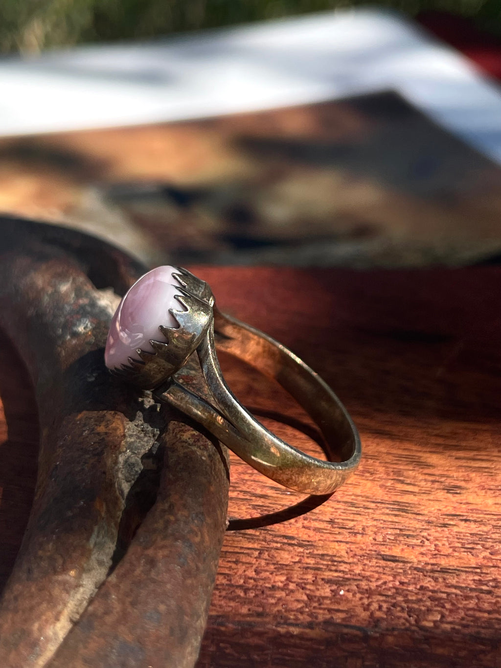 Pink Conch Heart Ring | 925 Sterling Silver | Size 7.75 D365