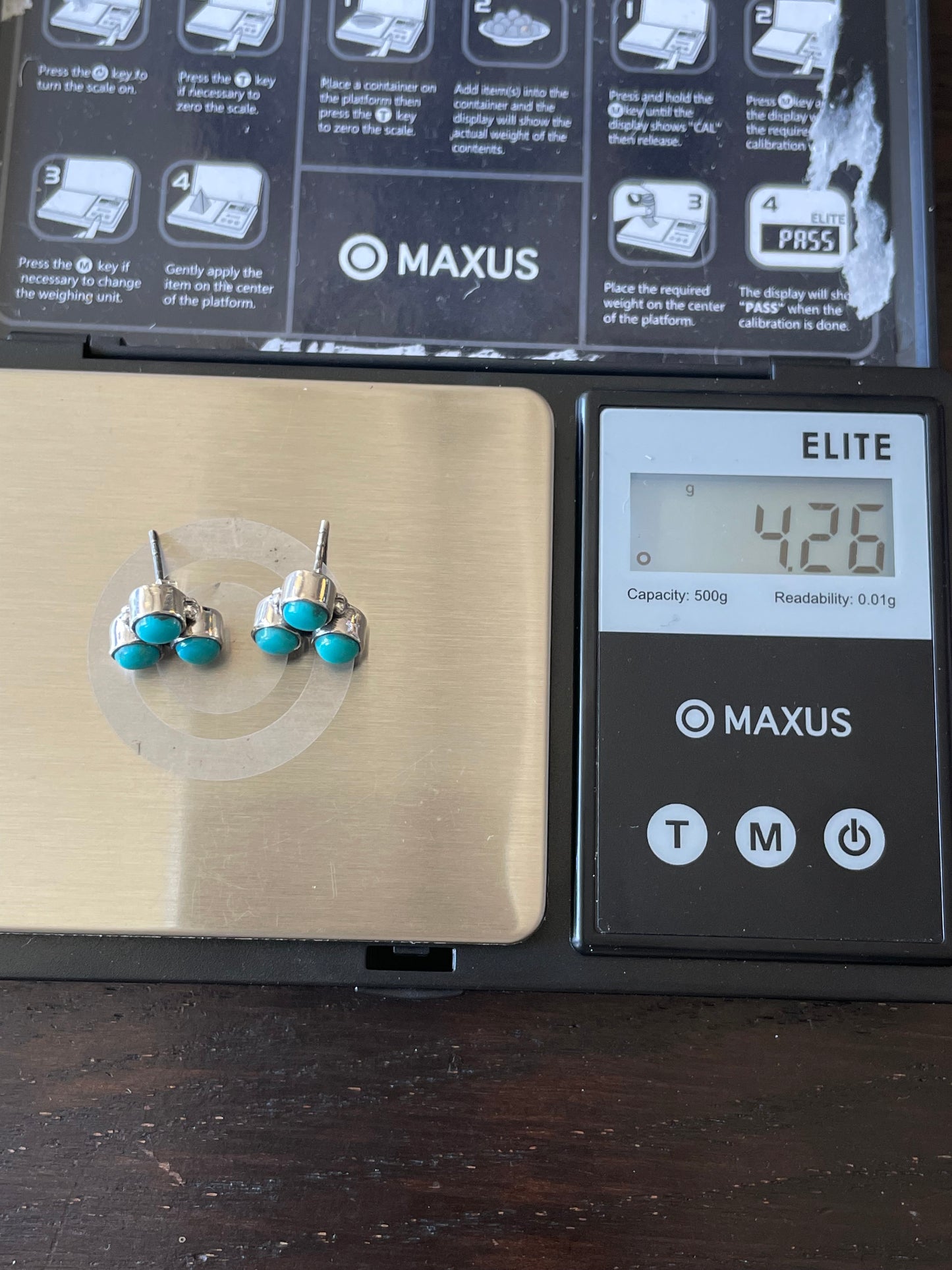 Kingman Turquoise Cluster Stud Earrings | 925 Sterling Silver E812
