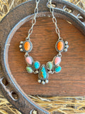 Turquoise & Spiny Oyster Multistone Necklace | 925 Sterling Silver Z34