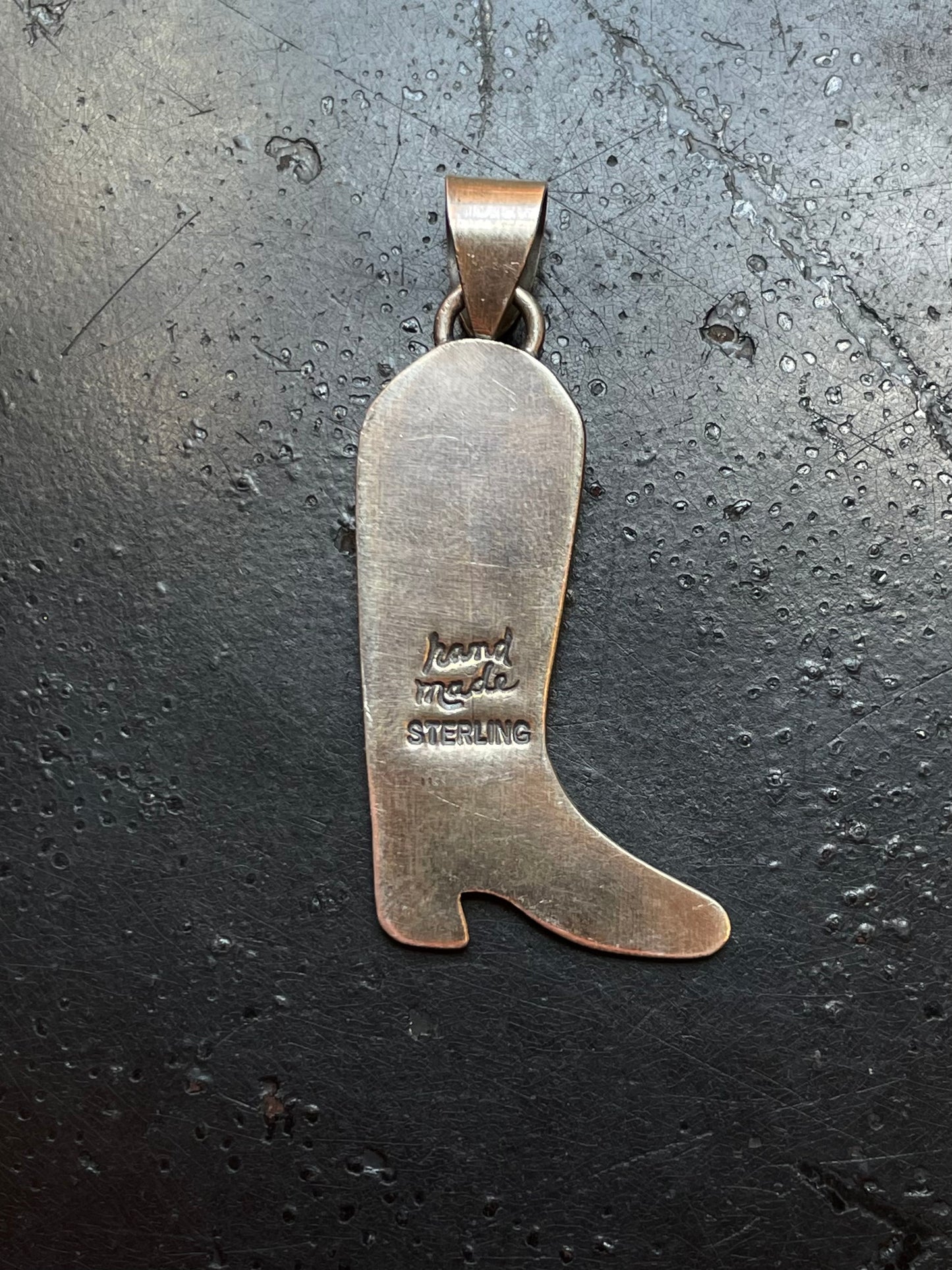 Italian Coral Cowboy Boot Pendant | Sterling Silver G438
