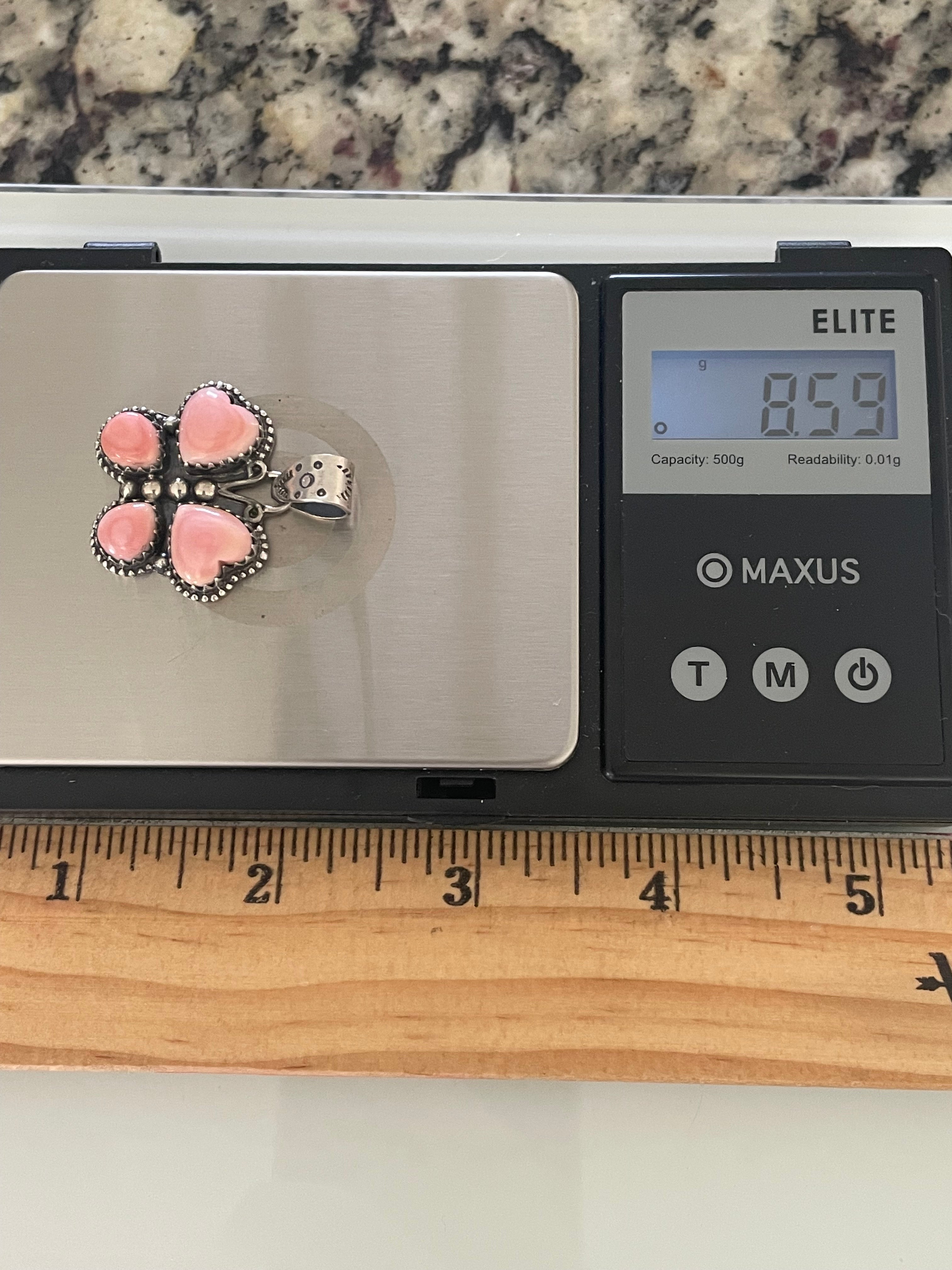 Pink Conch Paw Print Pendant | Sterling Silver G442