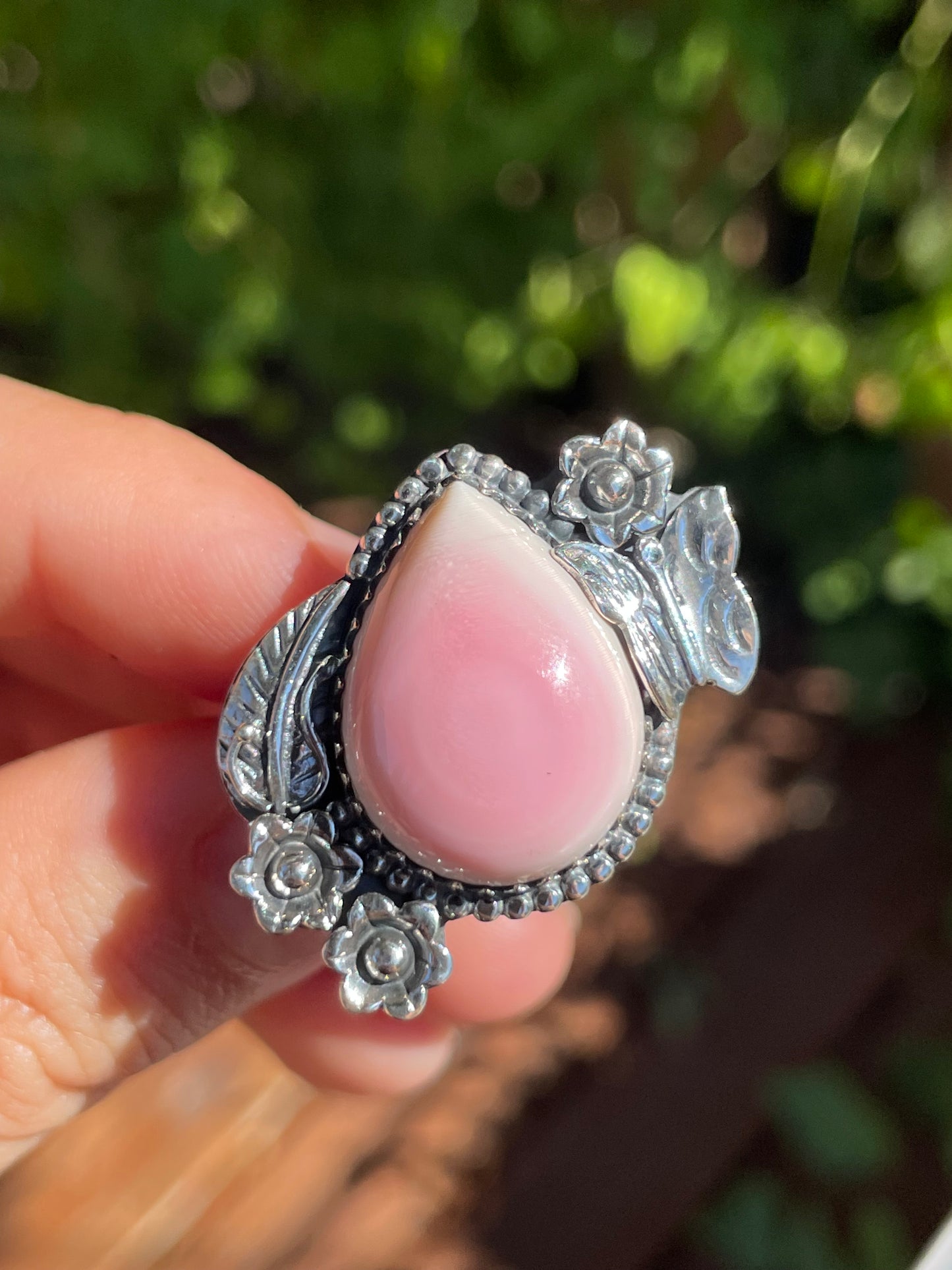 Pink Conch Flower Design Ring | 925 Sterling Silver | Size 7 Y92