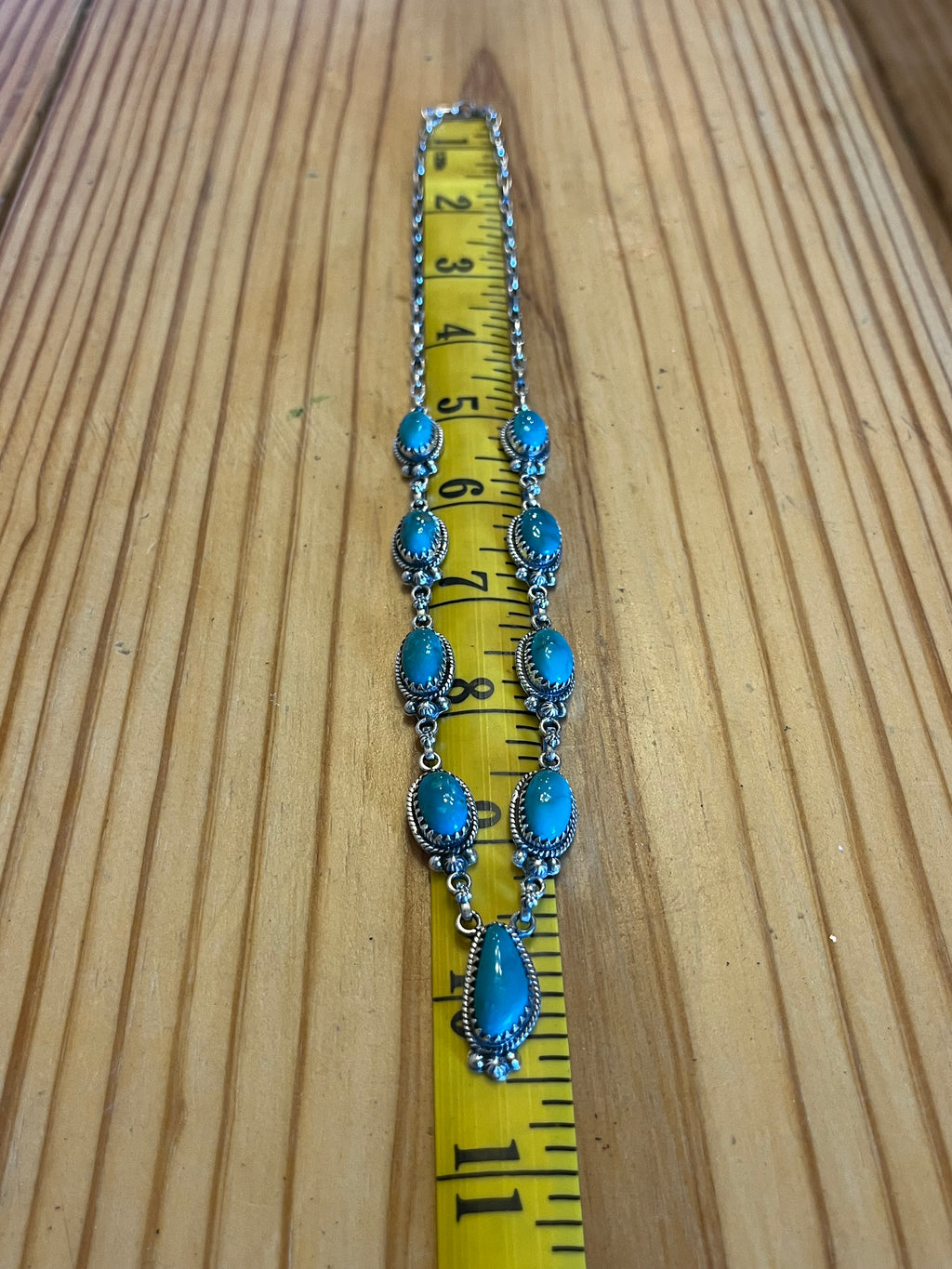 Turquoise Oval & Teardrop Lariat Necklace | Sterling Silver B540