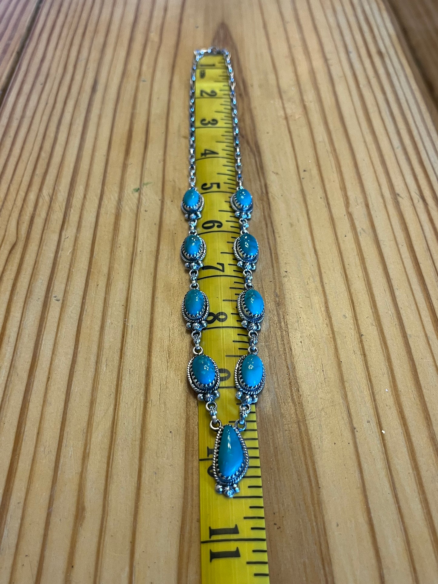 Turquoise Oval & Teardrop Lariat Necklace | Sterling Silver B540