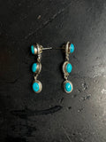 Kingman Turquoise Drop Stud Earrings | 925 Sterling Silver C982