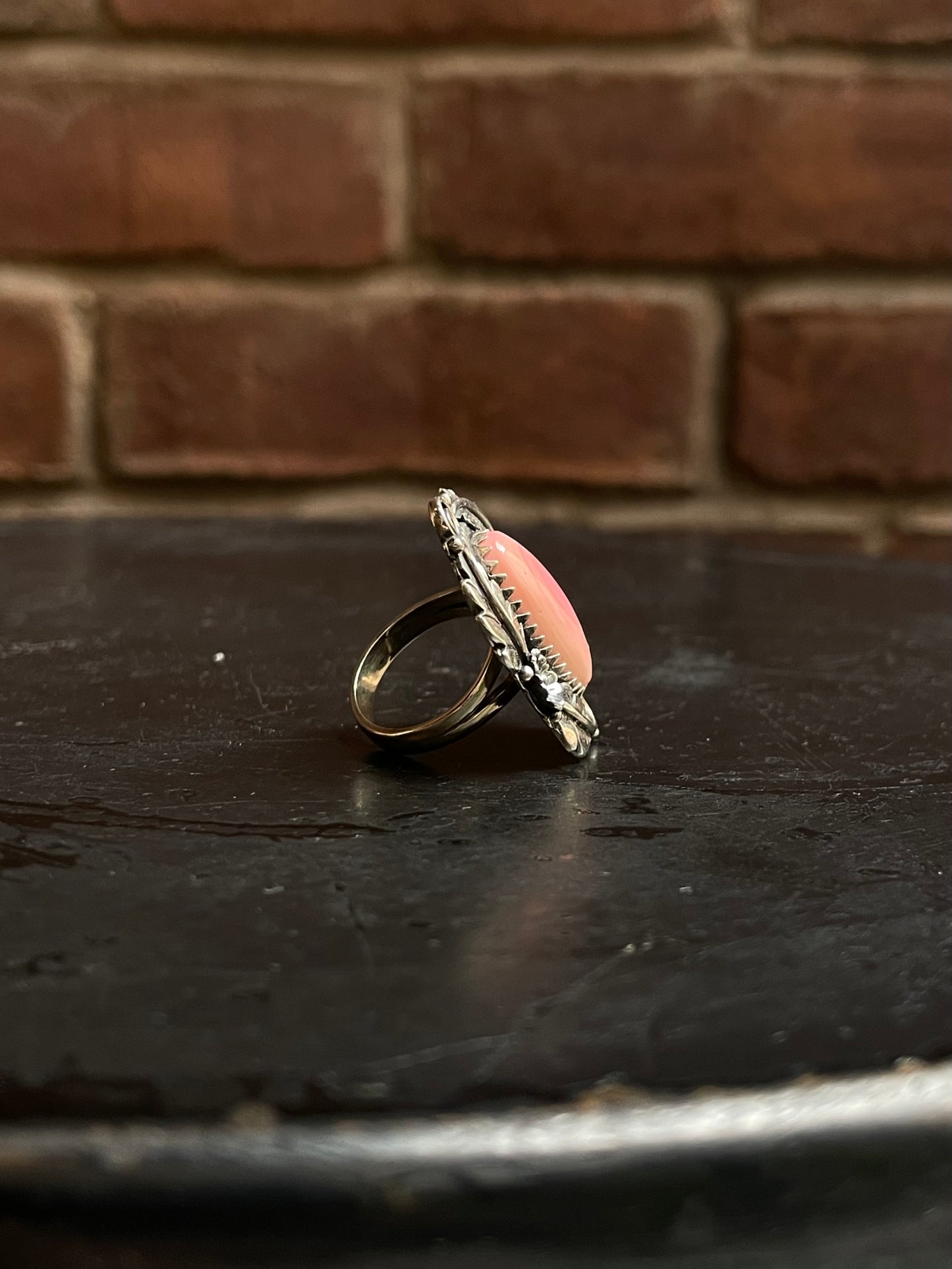 Pink Conch Floral Ring Size 6 | 925 Sterling Silver Southwest E154