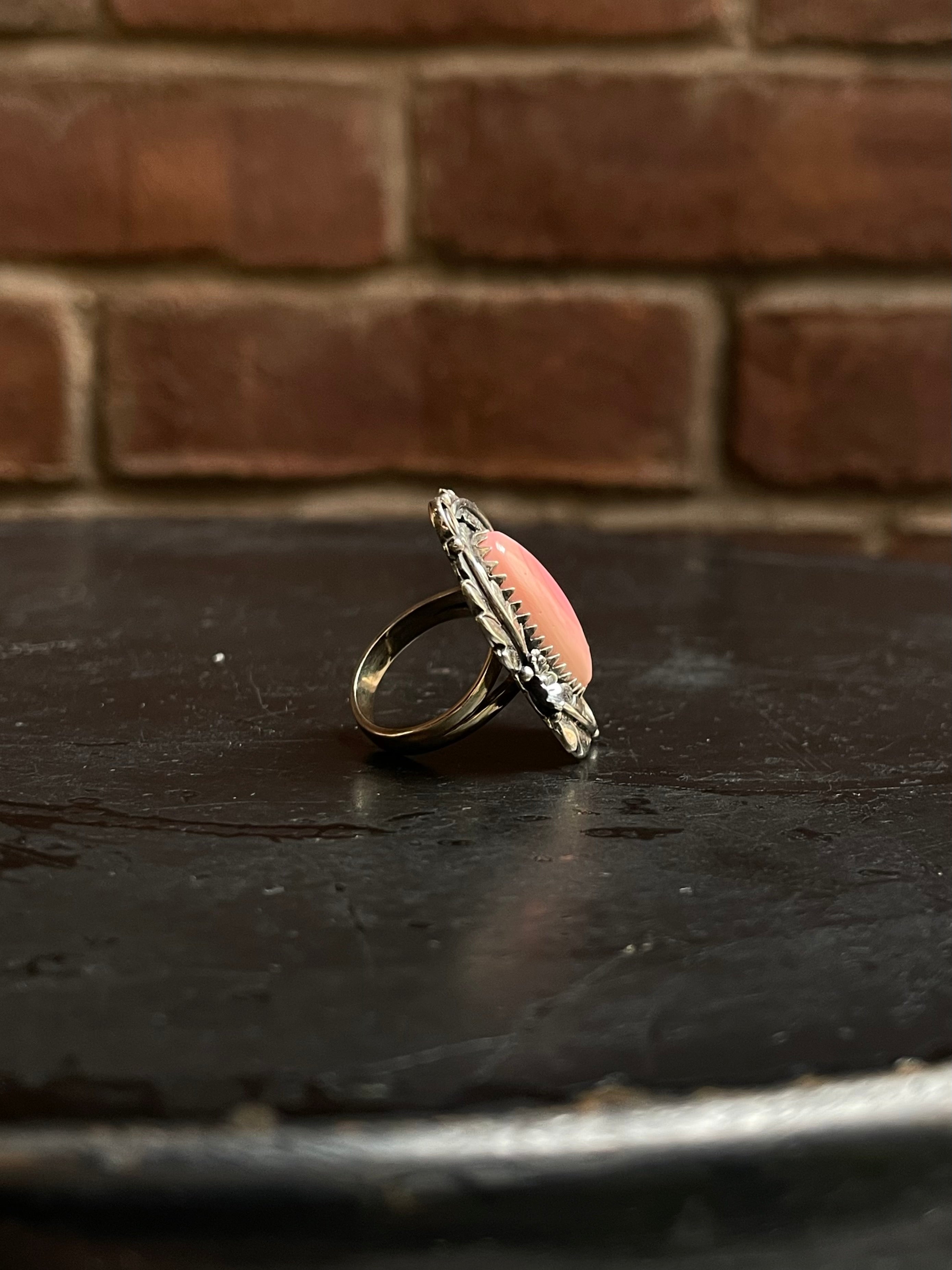 Pink Conch Floral Ring Size 6 | 925 Sterling Silver Southwest E154