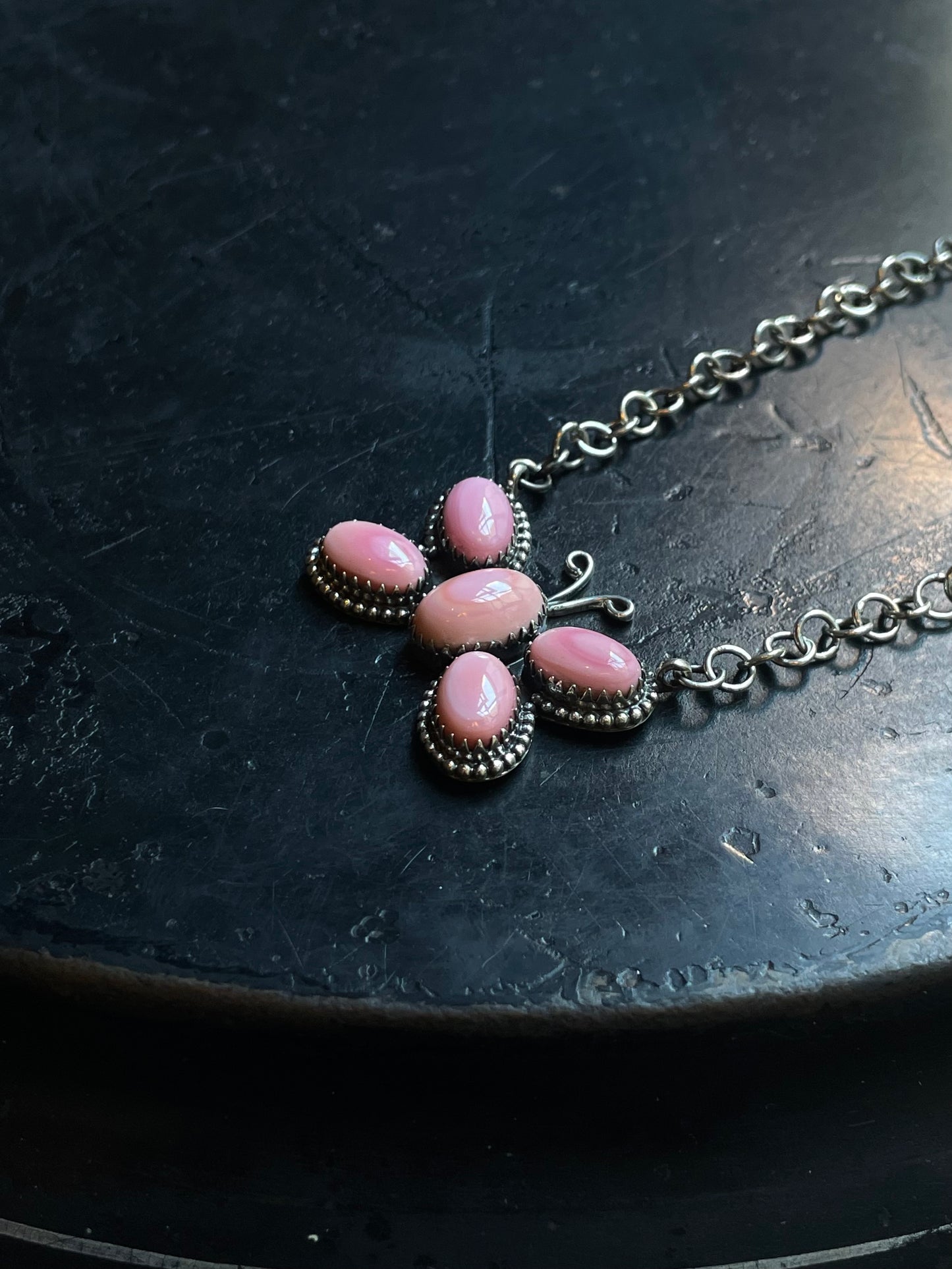 Pink Butterfly Conch Necklace | 925 Sterling Silver E362