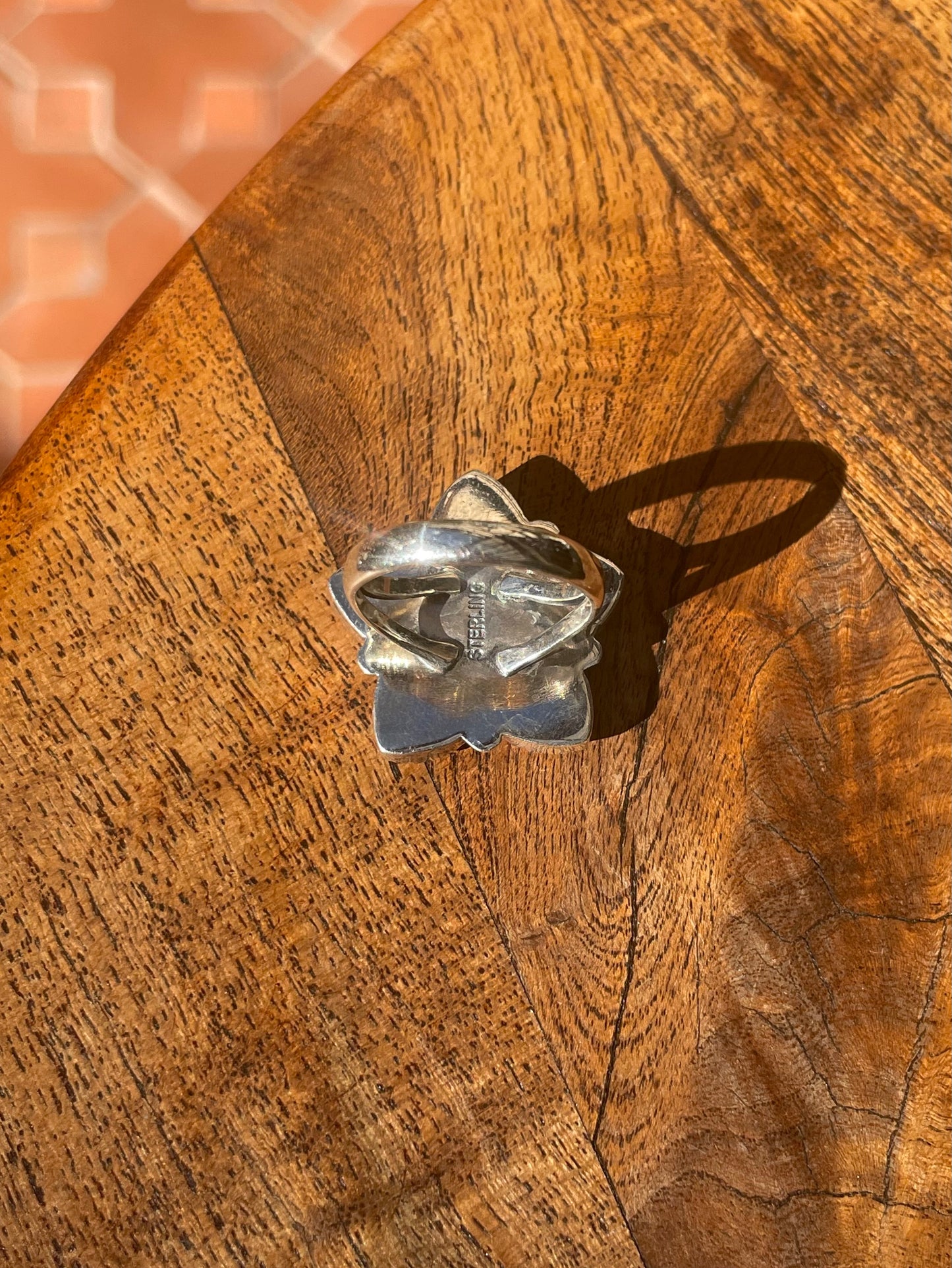 Pink Conch Heart Cluster Ring Size 8 | Kingman Turquoise | 925 Sterling Silver C864