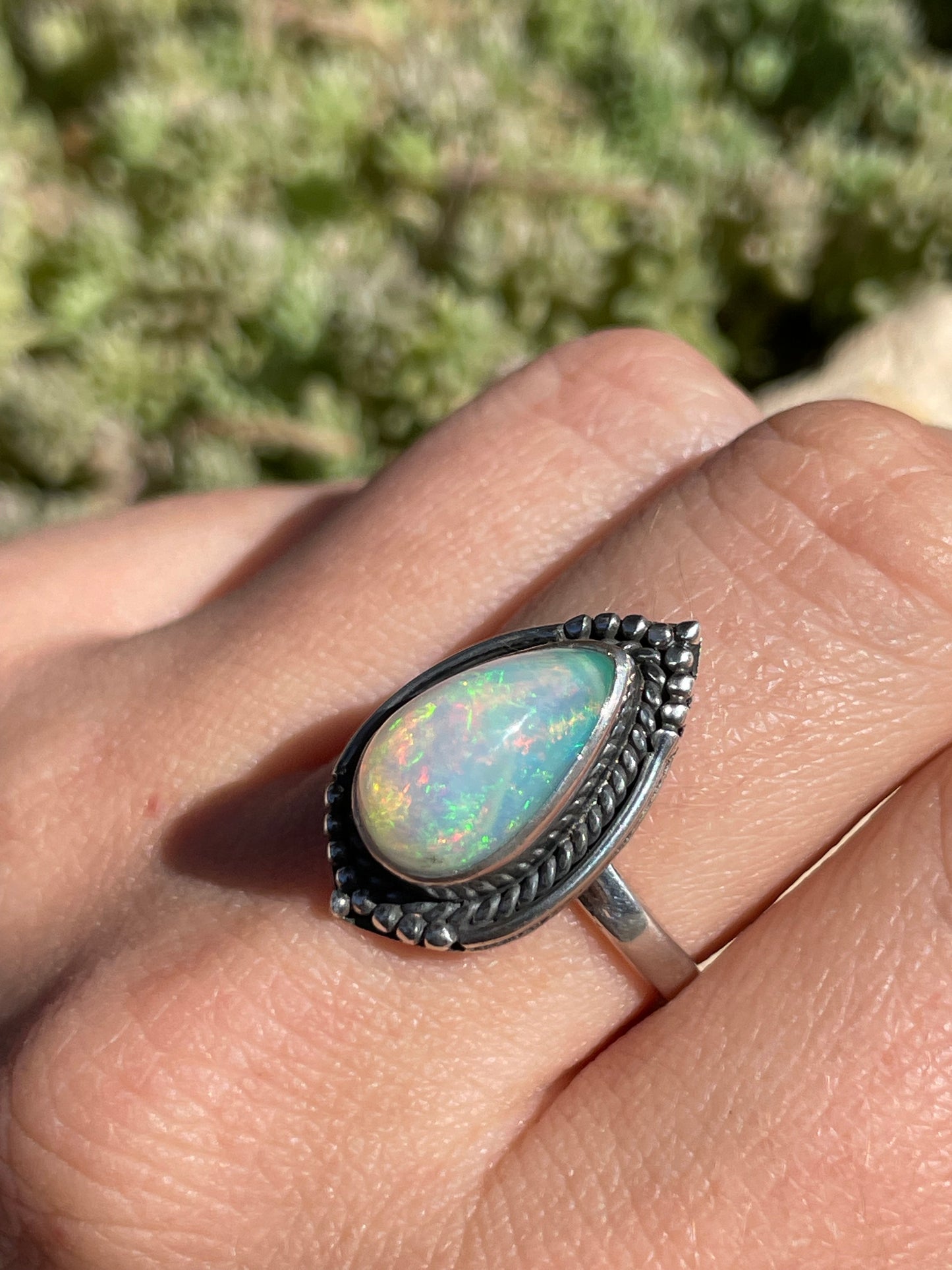 Opal Teardrop Ring  Size 7.75 | 925 Sterling Silver  B991