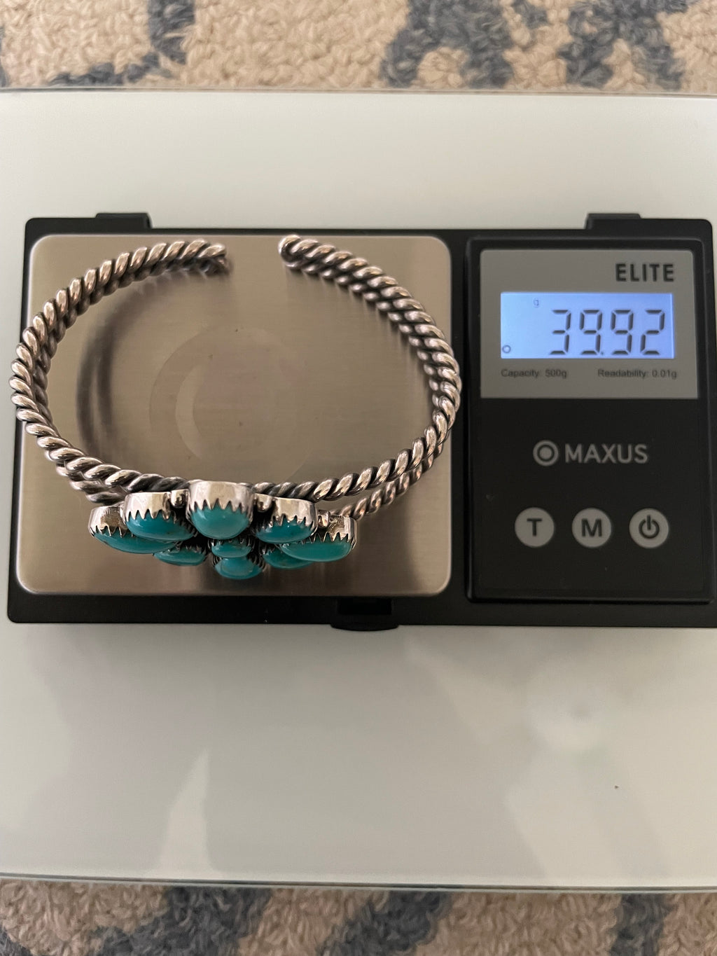 Kingman Turquoise Flower Cuff Bracelet | 925 Sterling Silver G677