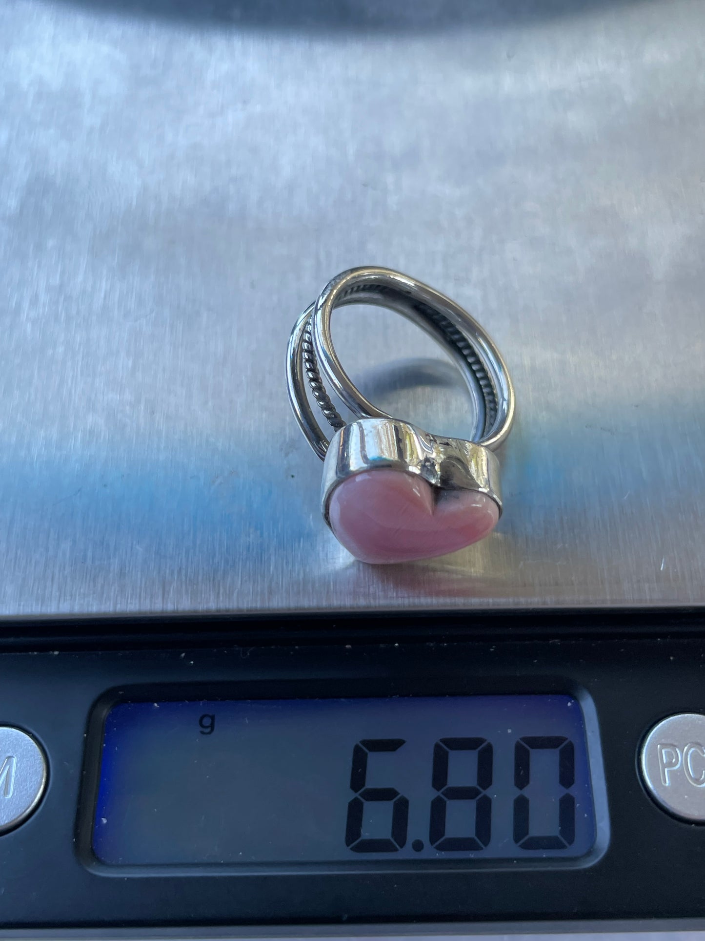 Pink Conch Heart Ring Size 7.5 | 925 Sterling Silver B936
