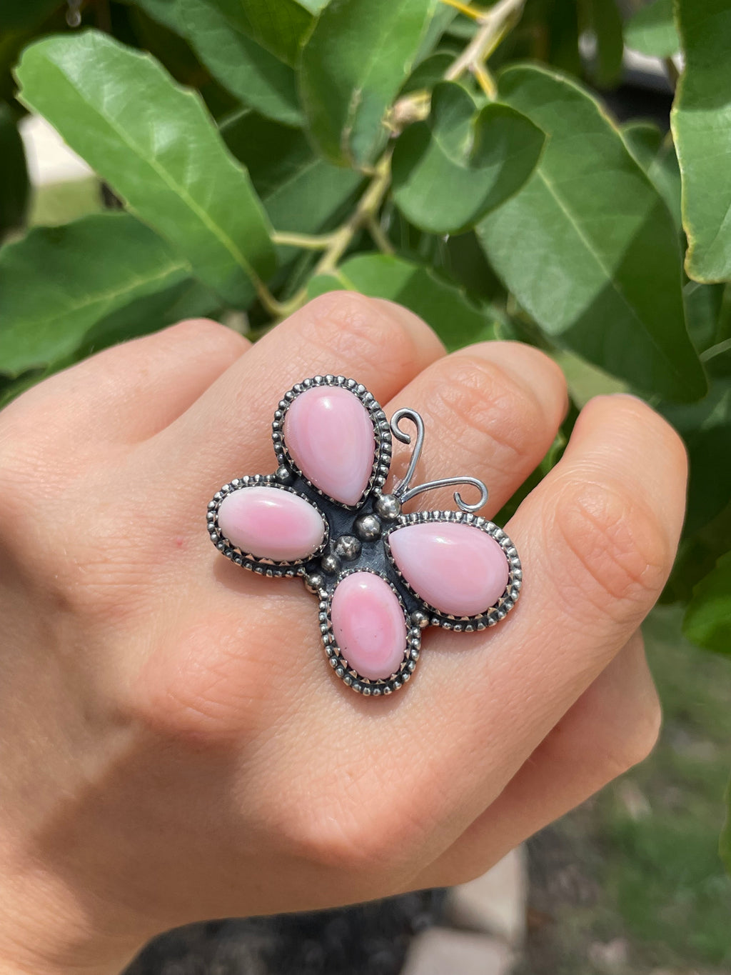 Pink Conch Butterfly Ring Size 9 | 925 Sterling Silver D177