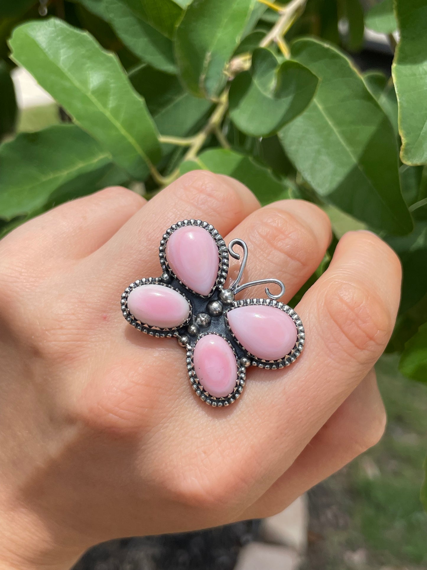 Pink Conch Butterfly Ring Size 9 | 925 Sterling Silver D177