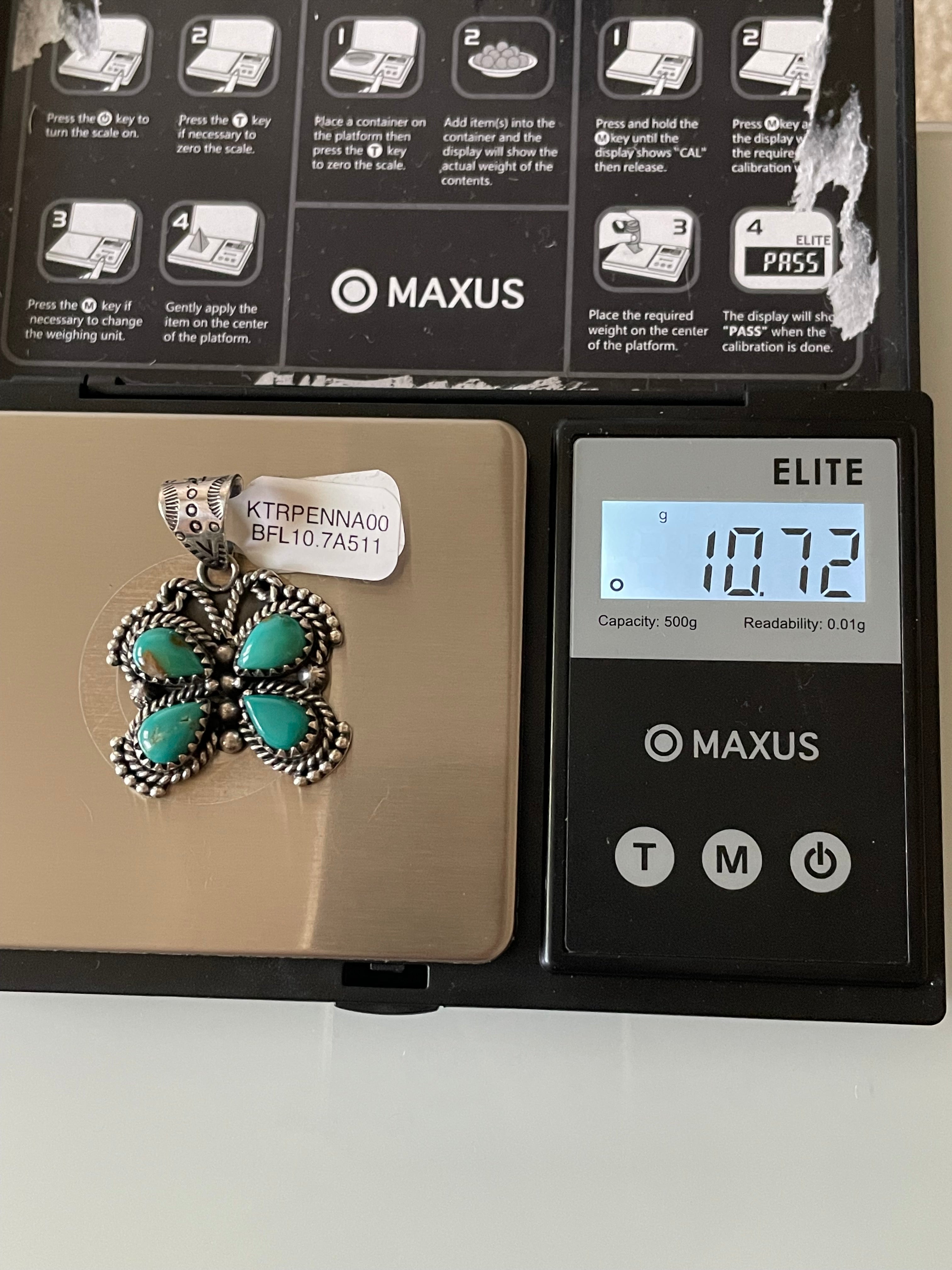 Kingman Turquoise Butterfly Pendant | Sterling Silver | A511