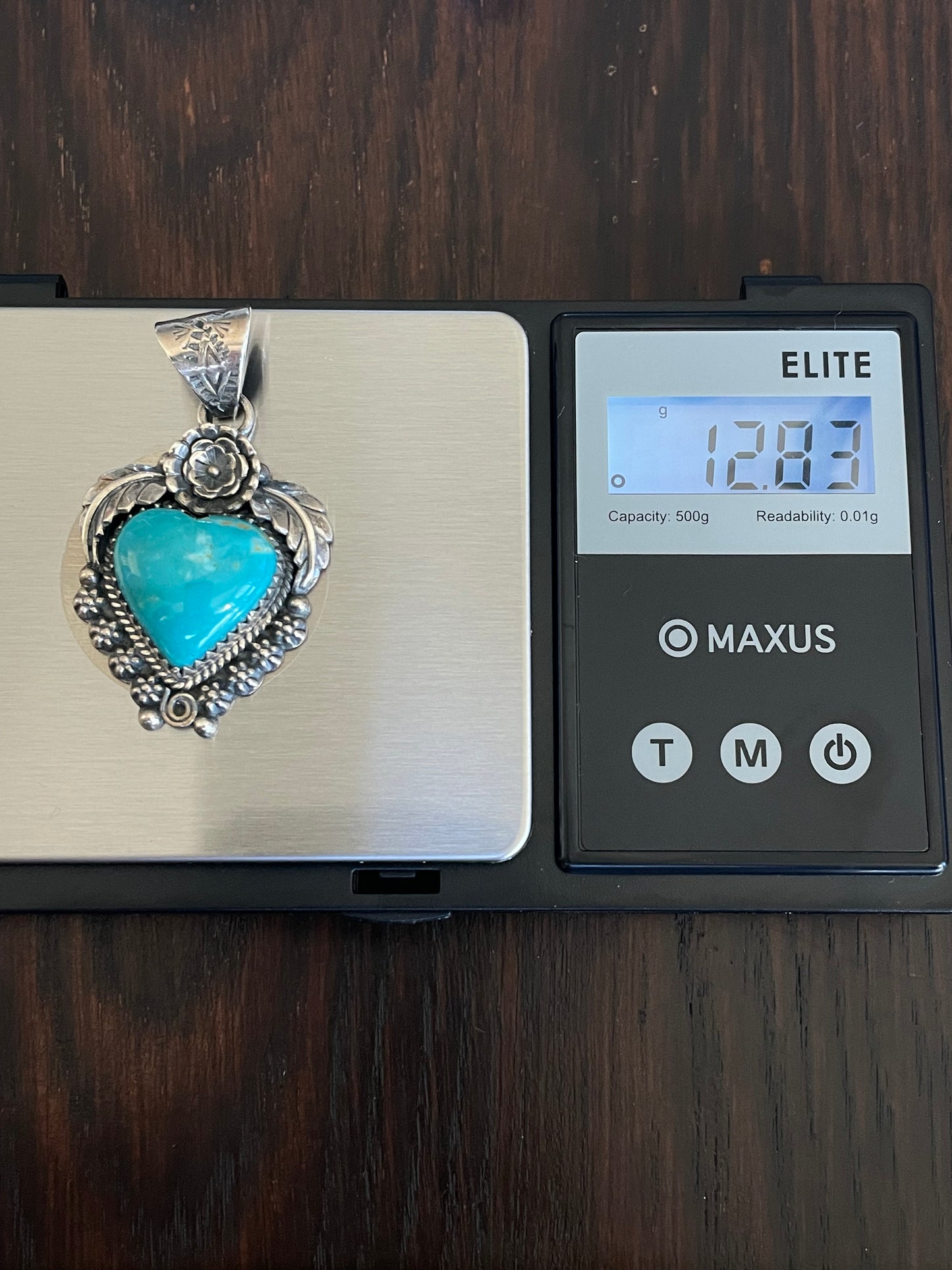 Kingman Turquoise Heart Floral Pendant | Sterling Silver E930