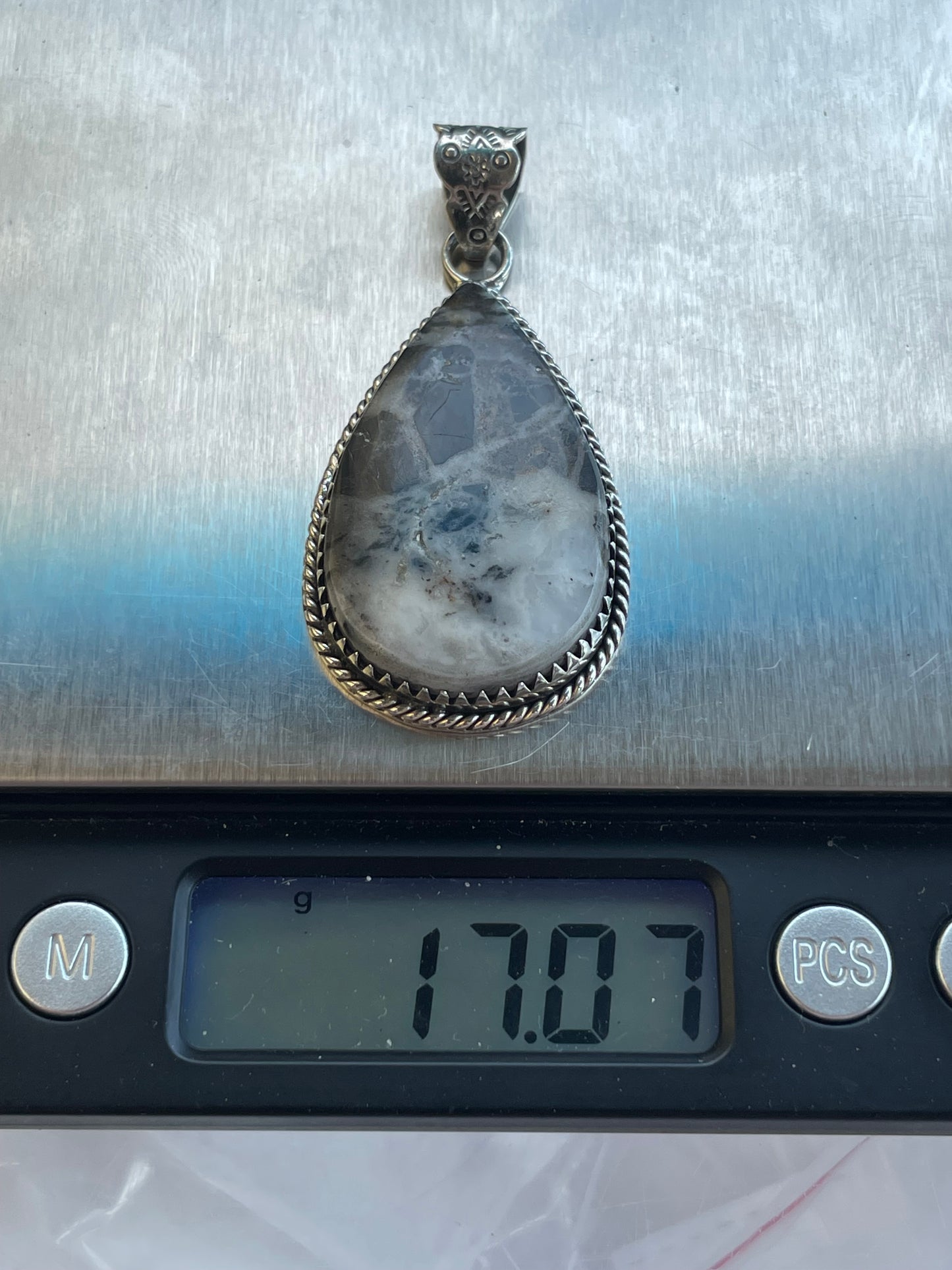White Buffalo Teardrop Pendant | Sterling Silver 925 B683