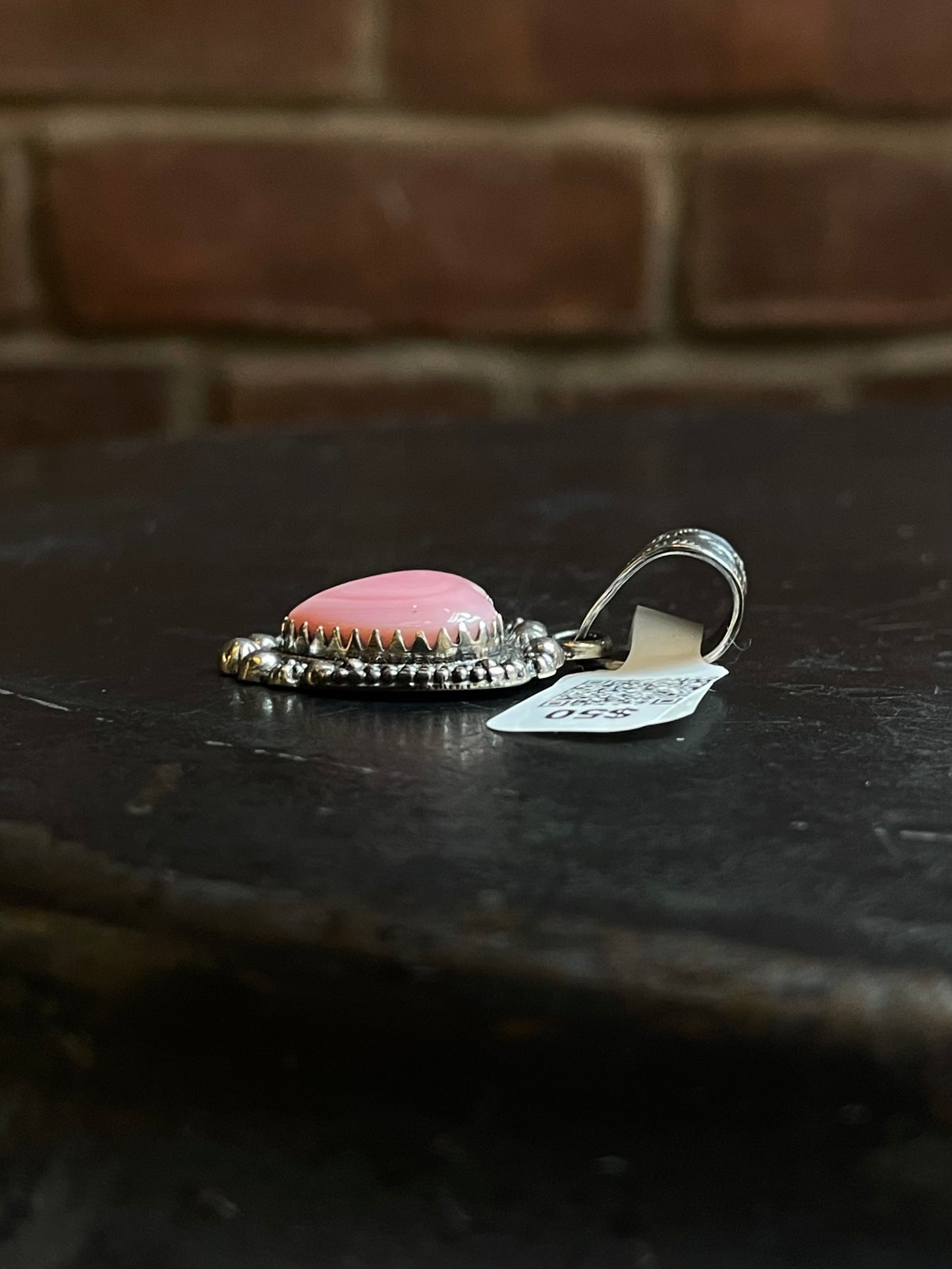 Pink Conch Heart Pendant | Sterling Silver | A655