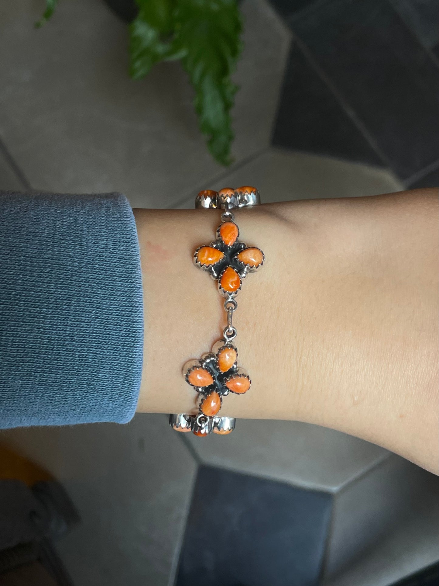 Spiny Oyster Cluster Bracelet | 925 Sterling Silver E542
