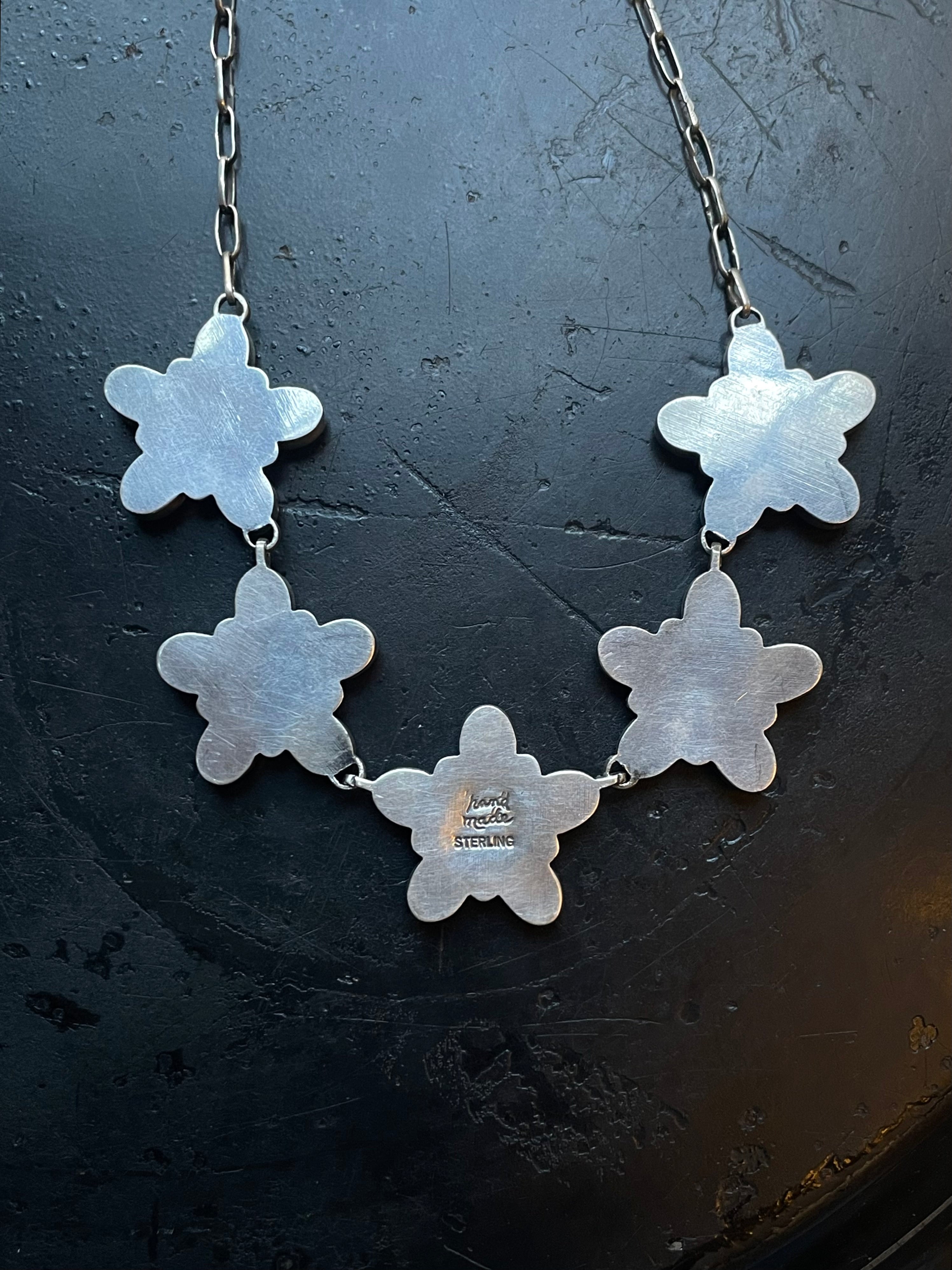 Pink Conch Necklace | Multi Blossom Cluster | 925 Silver E562
